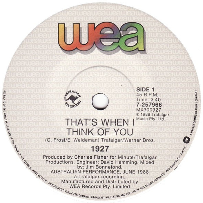 1927 – That's When I Think Of You (VG+/Generic)
