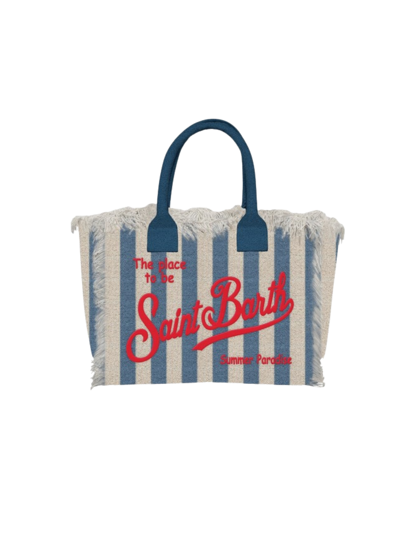 Borsa "colette" Saint barth a righe in denim con logo rosso