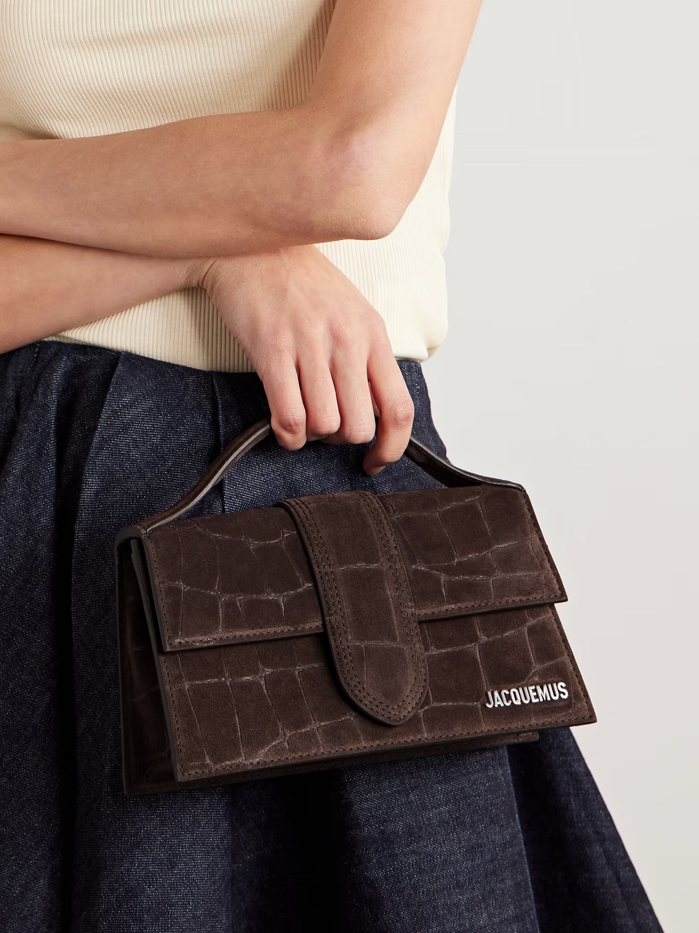 Jacquemus Le Grand Bambino Crocodile Brown