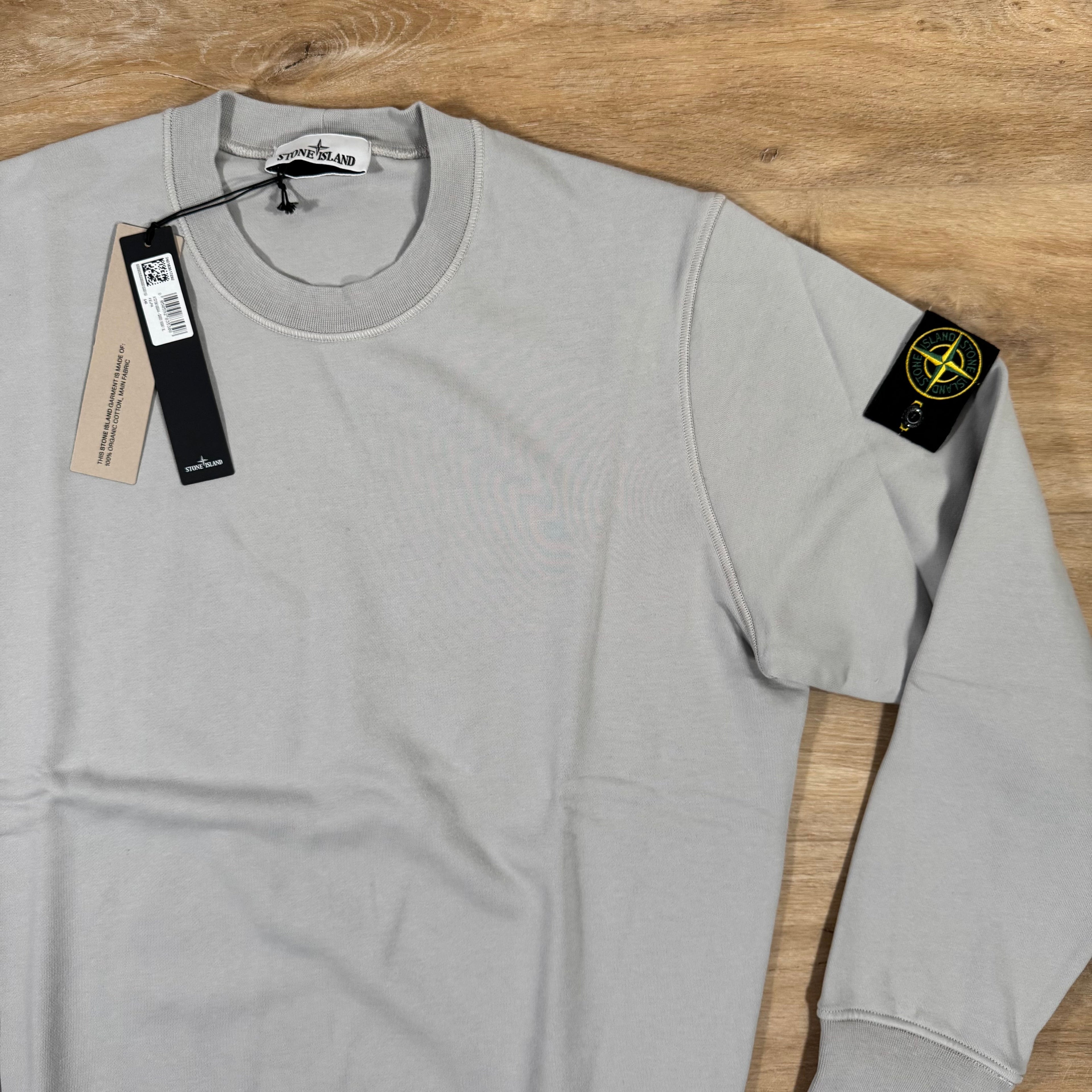 Stone Island Organic Cotton Fleece Sweatshirt in Pearl Grey