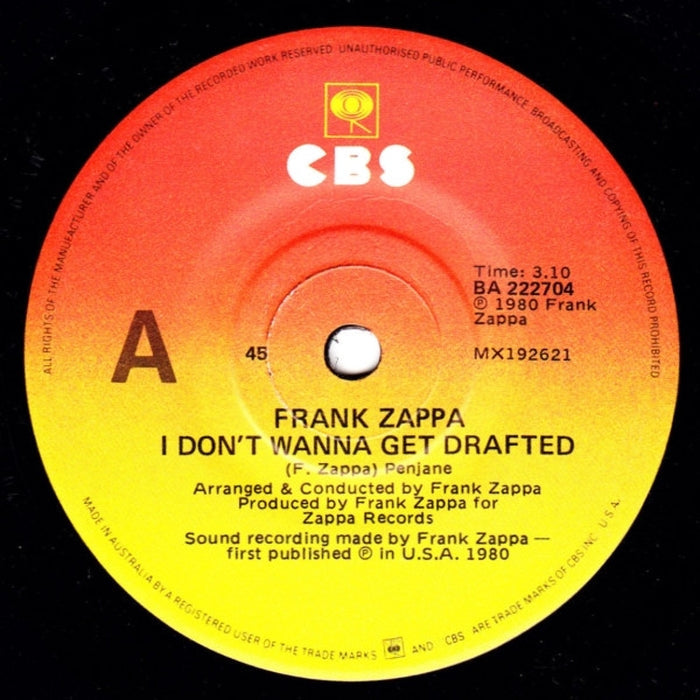 Frank Zappa – I Don't Wanna Get Drafted (VG+/Generic)