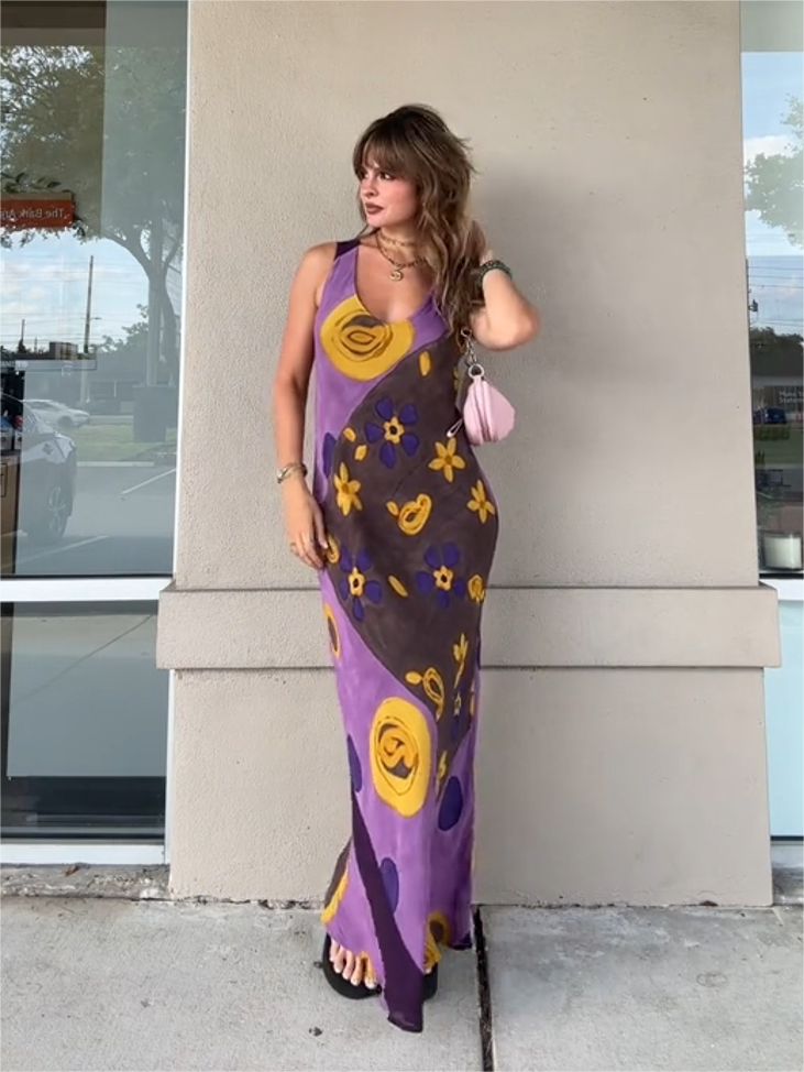 Art Graffiti V-Neck Vest Dress