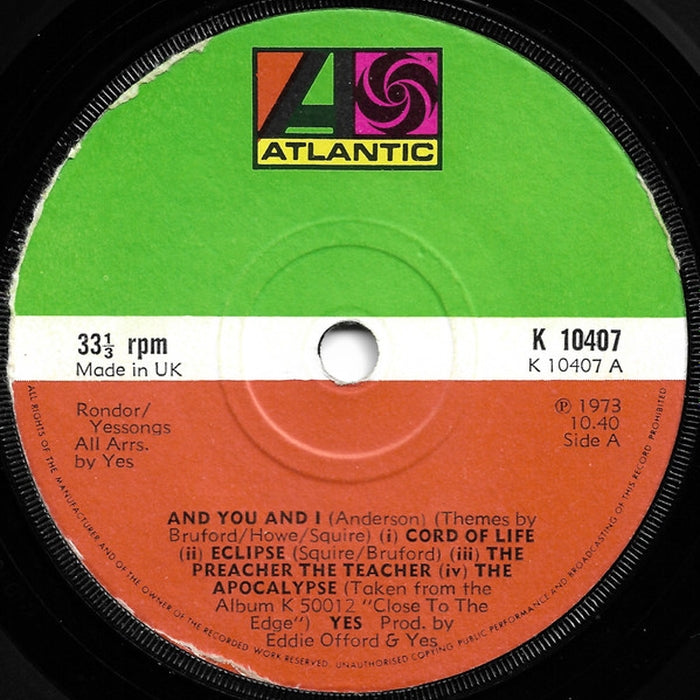 Yes – And You And I (VG+/Generic)