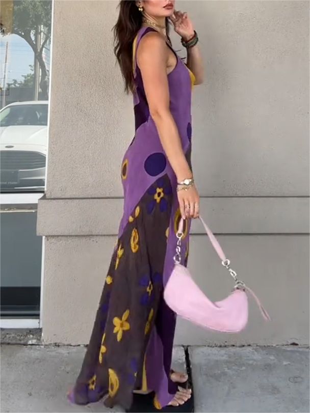 Art Graffiti V-Neck Vest Dress
