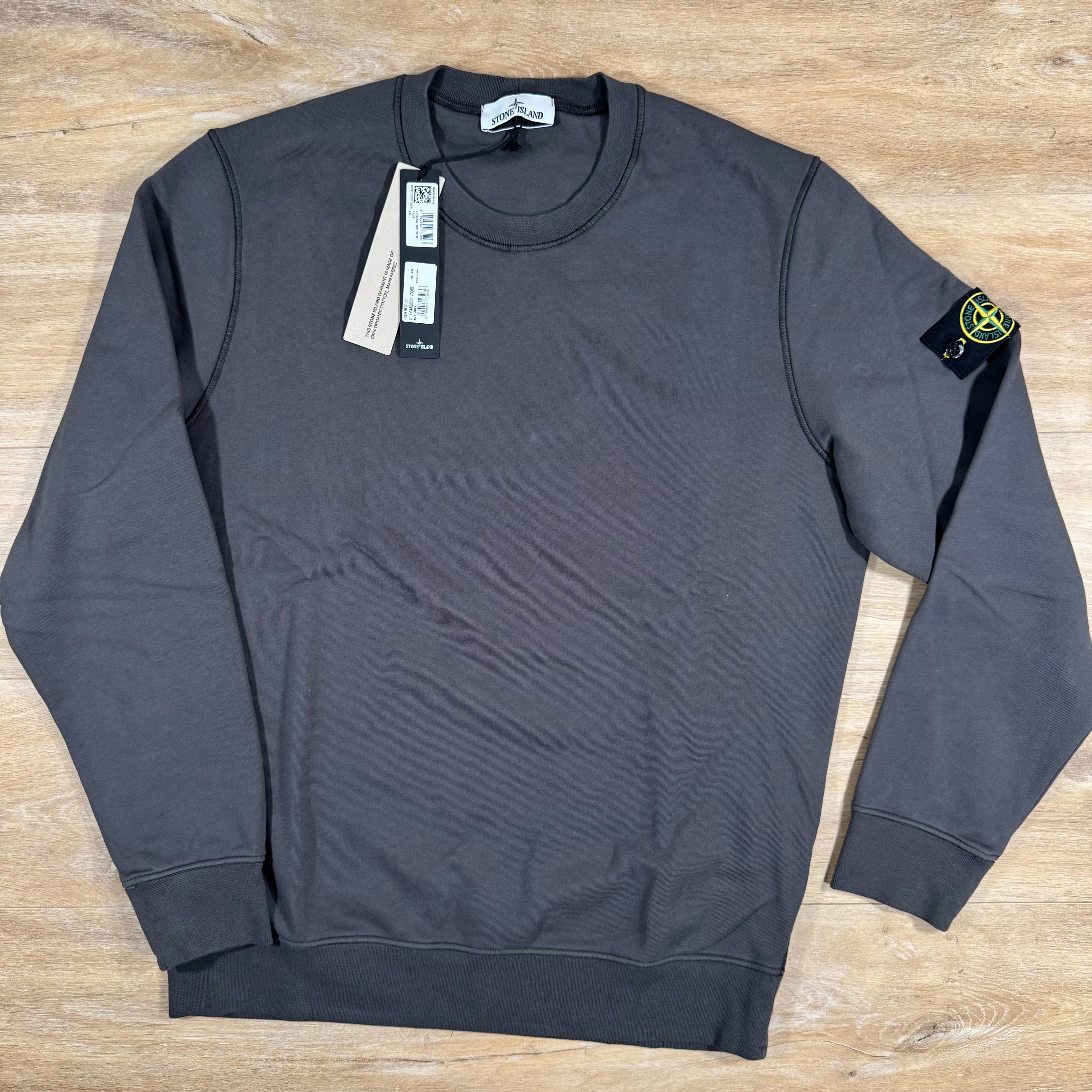 Stone Island Organic Cotton Fleece Sweatshirt in Charcoal Grey