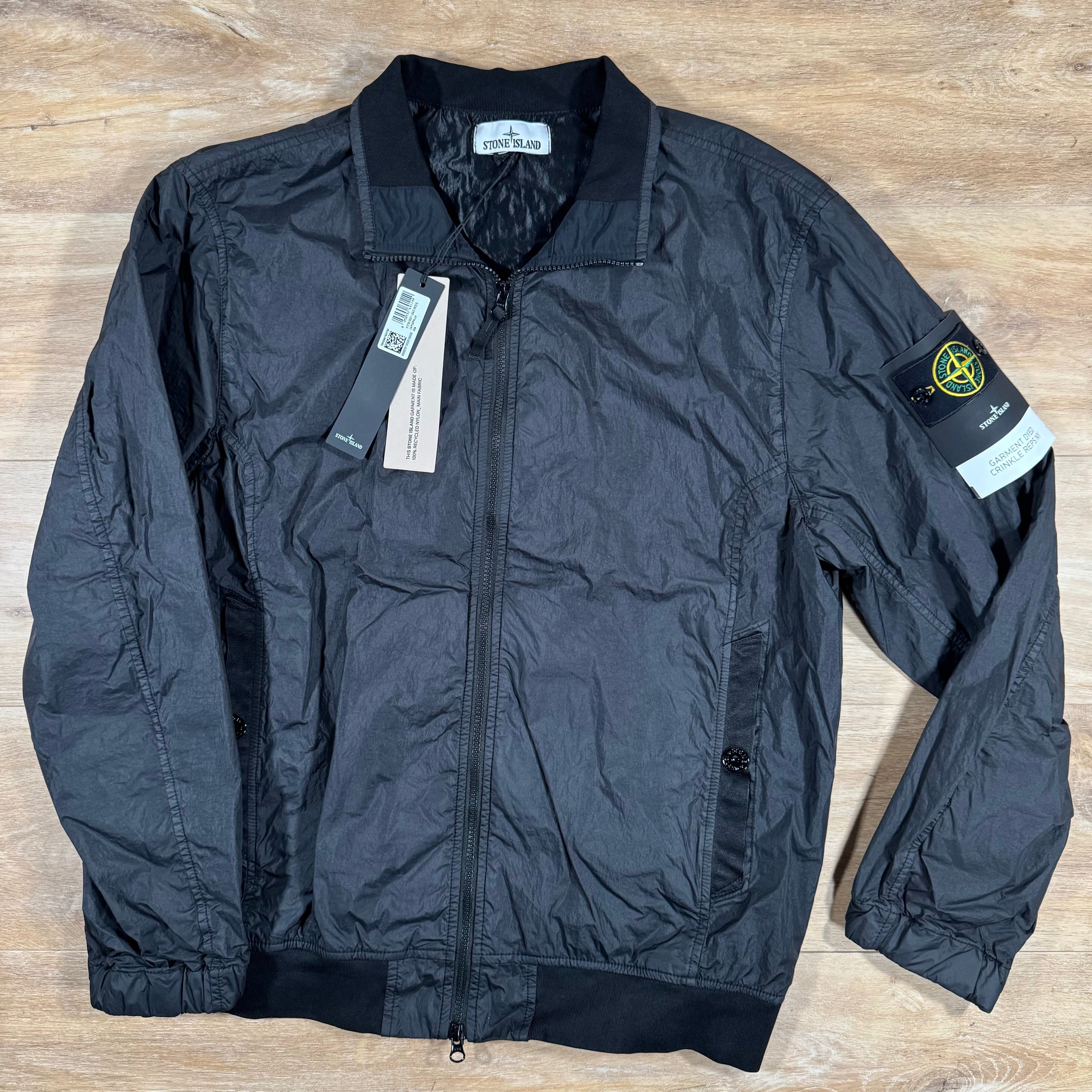 Stone Island Crinkle Reps R-NY Bomber Jacket in Black