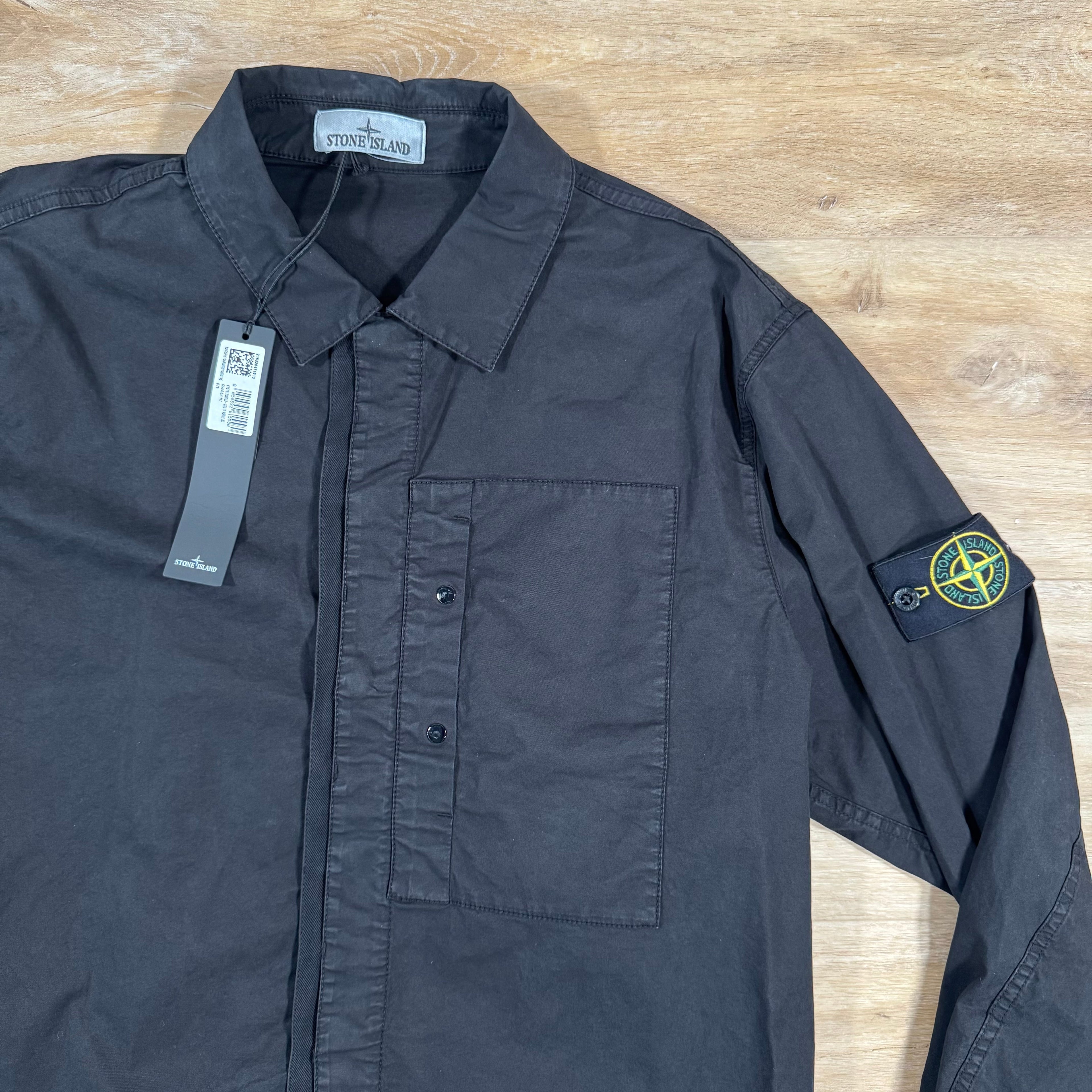 Stone Island Supima Twill Stretch-TC Overshirt in Black