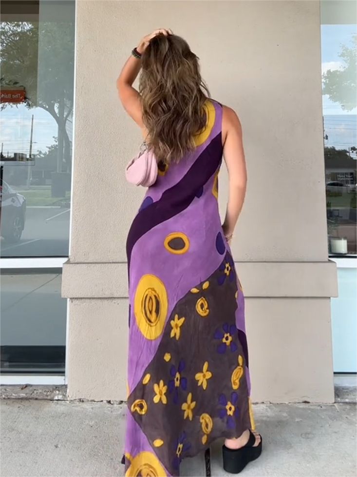 Art Graffiti V-Neck Vest Dress