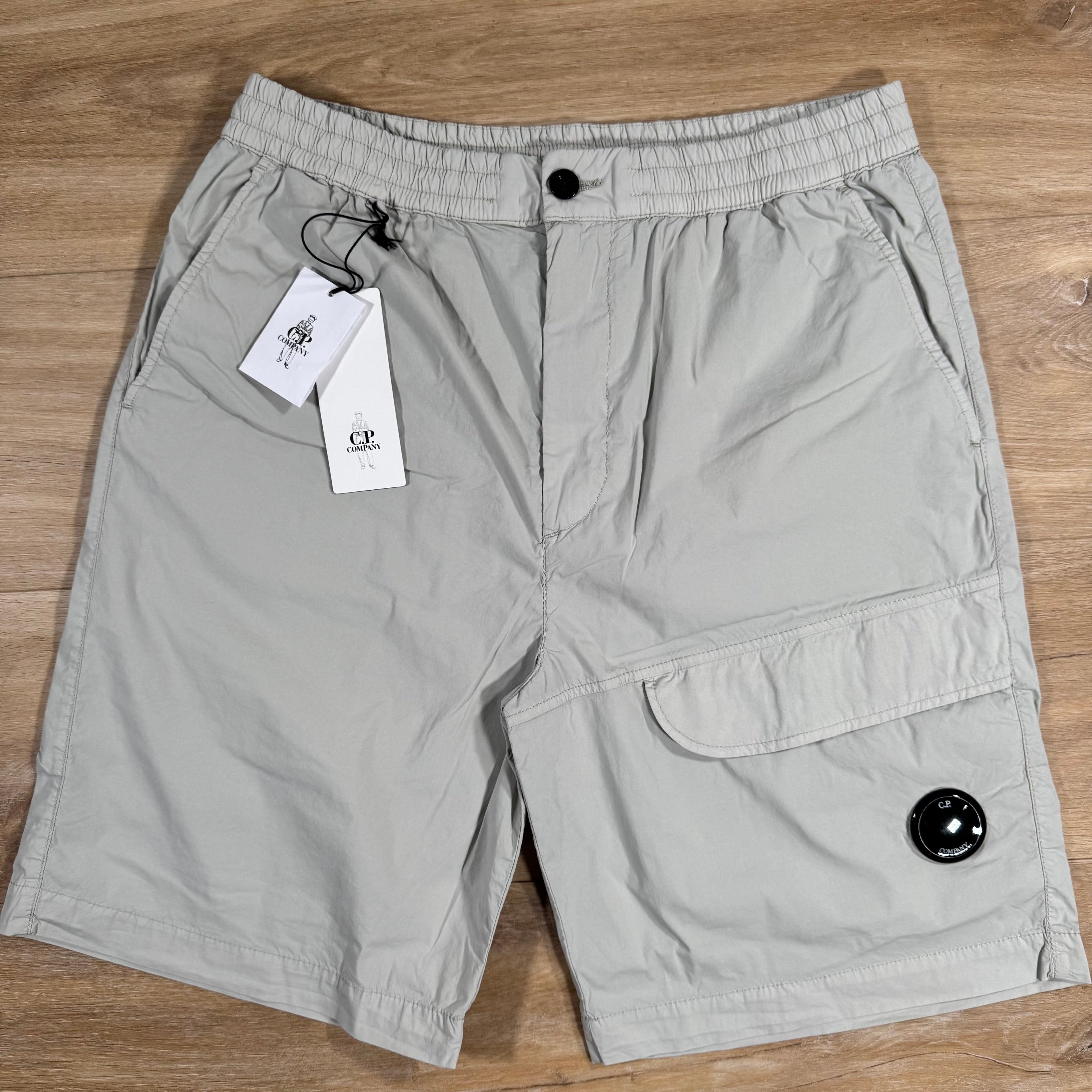 CP Company 50 Fili Stretch Cargo Shorts in Blue Fox - Grey
