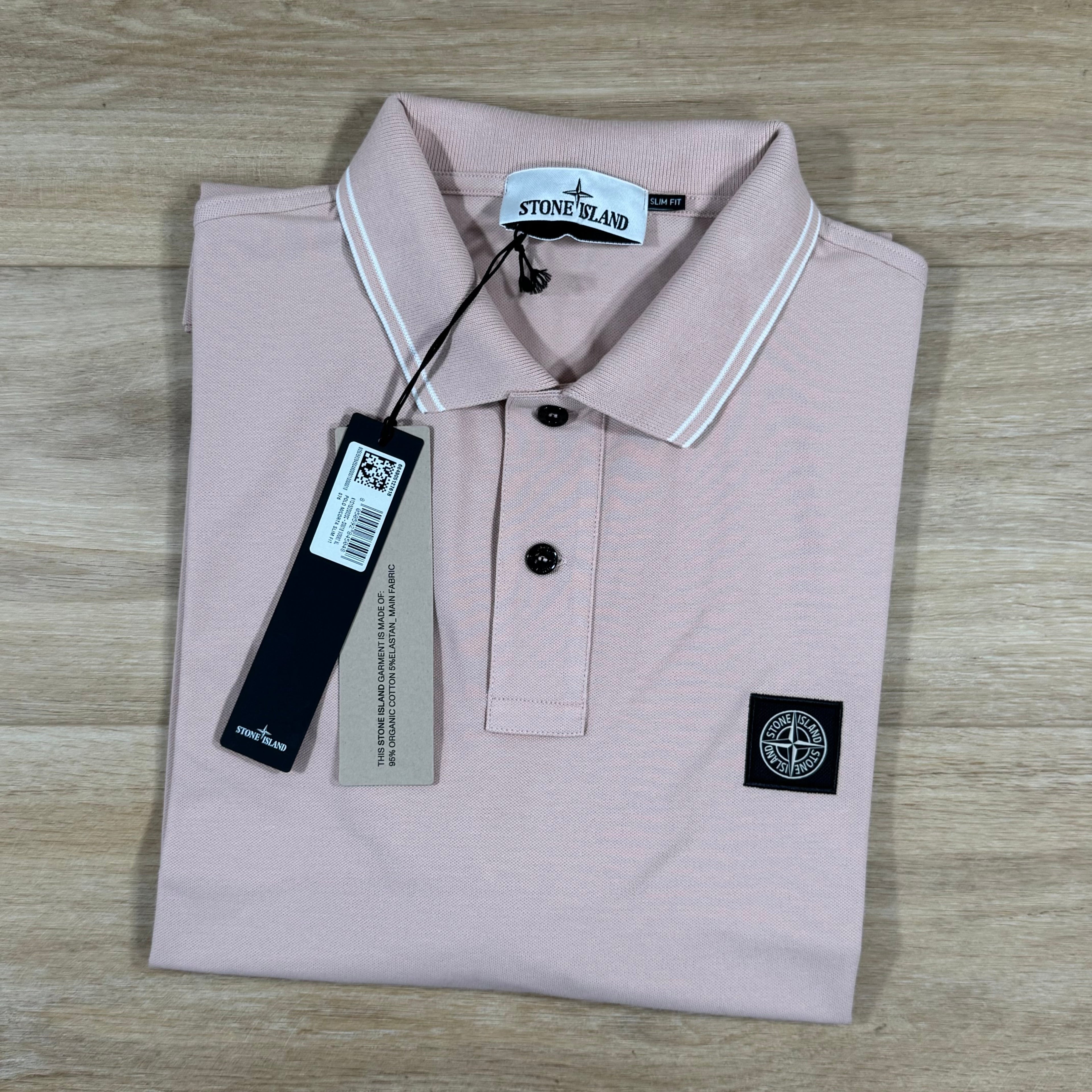 Stone Island Organic Cotton Pique Polo Shirt in Antique Rose