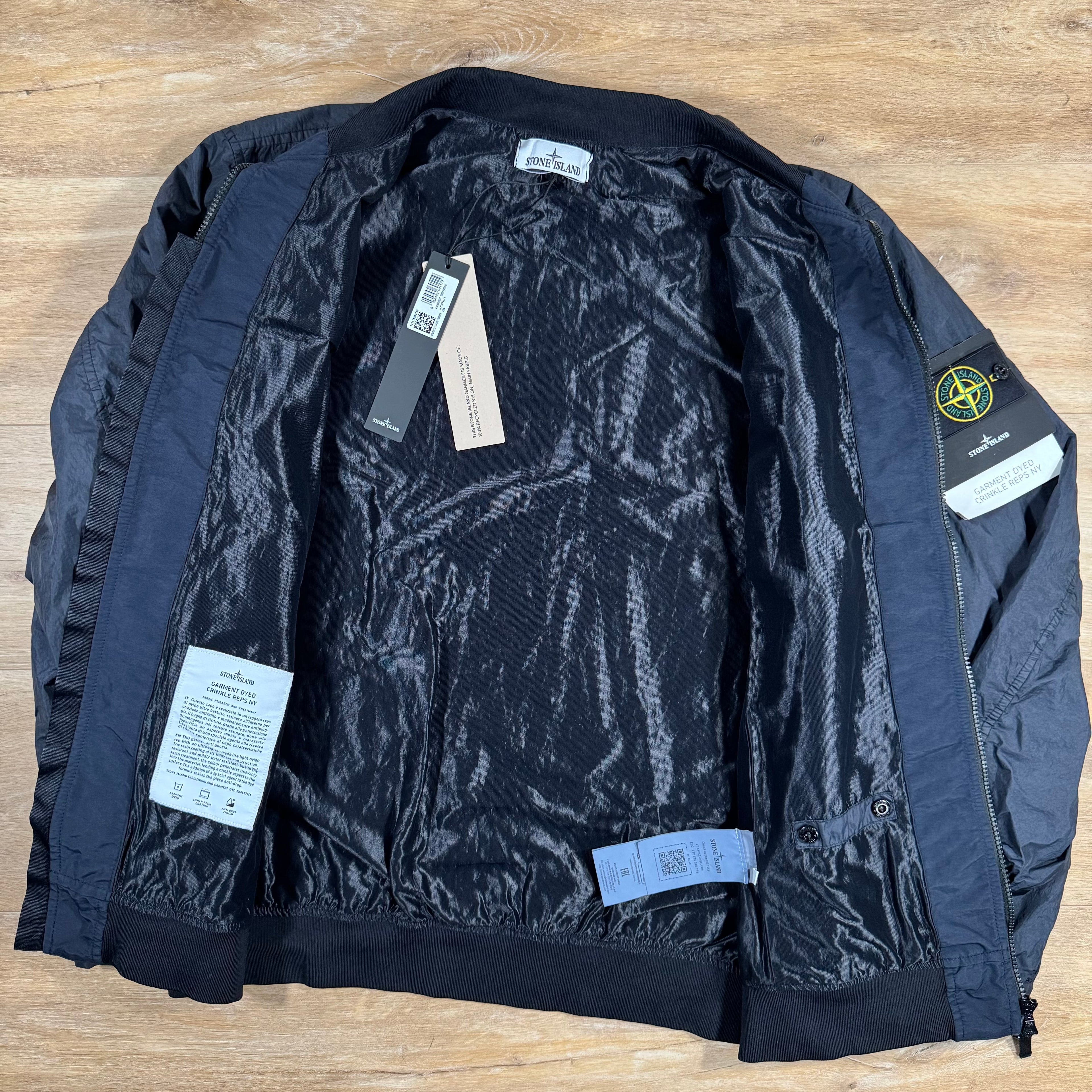 Stone Island Crinkle Reps R-NY Bomber Jacket in Navy