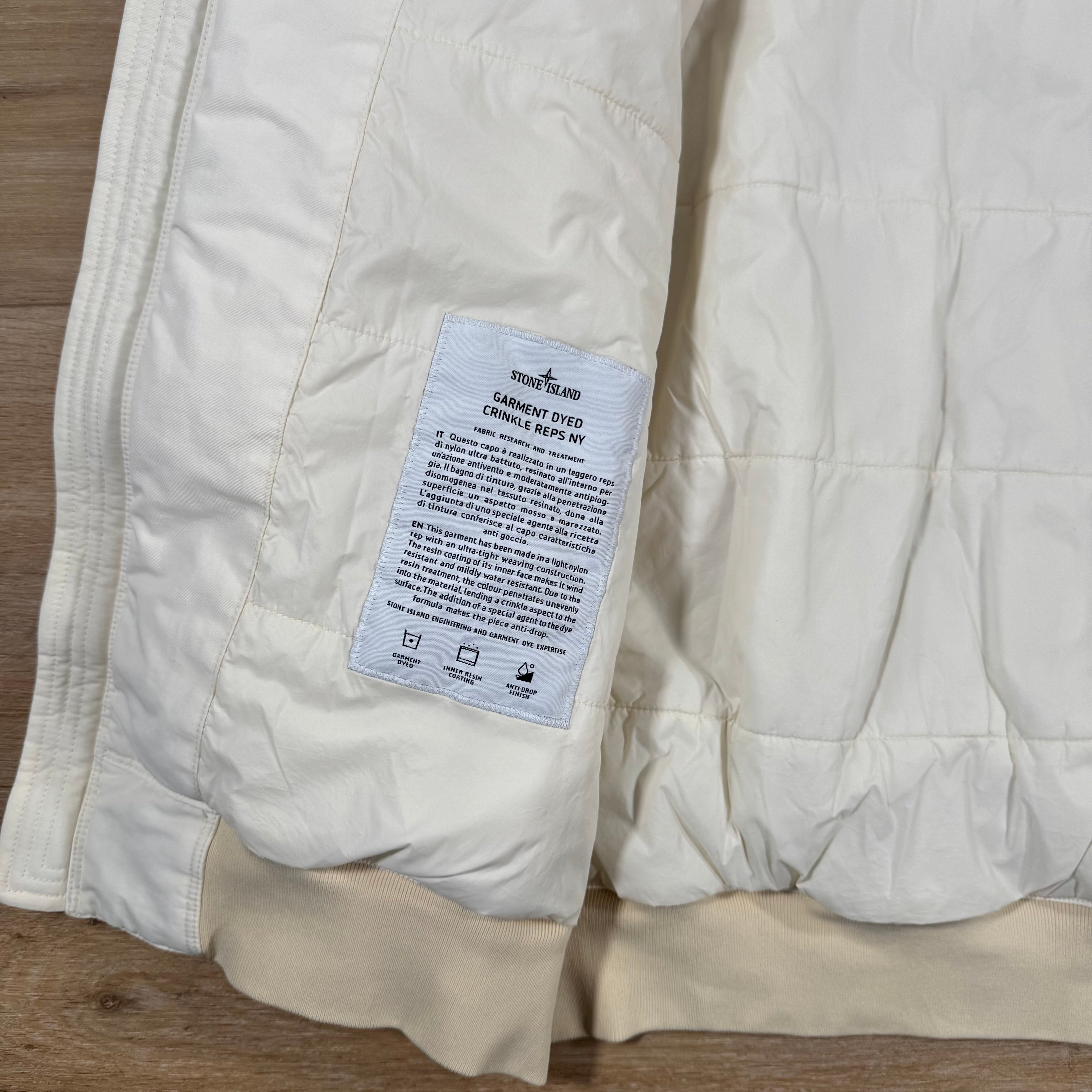 Stone Island Crinkle Reps NY Padded Jacket in Ivory