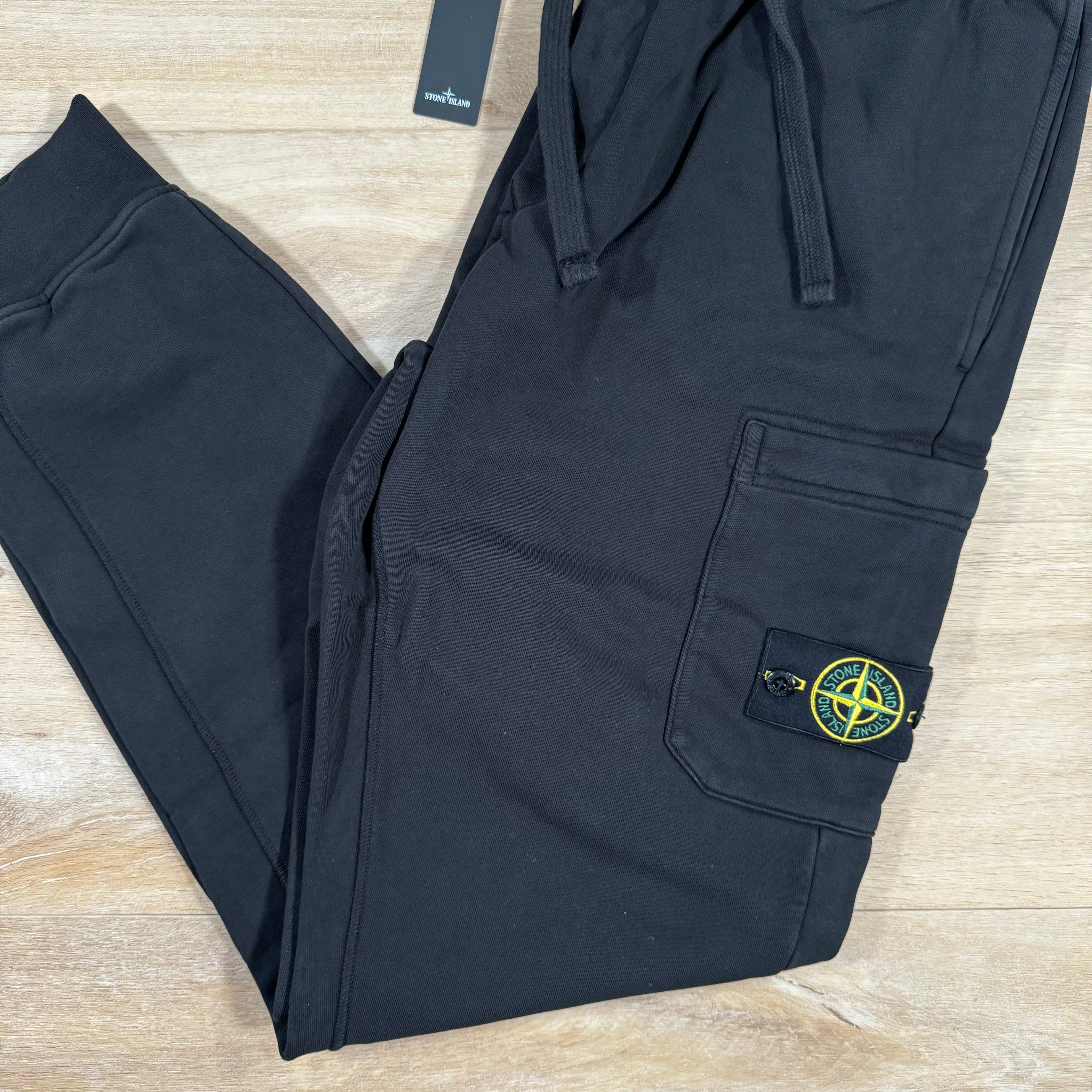 Stone Island Slim Fit Cargo Sweatpants in Black