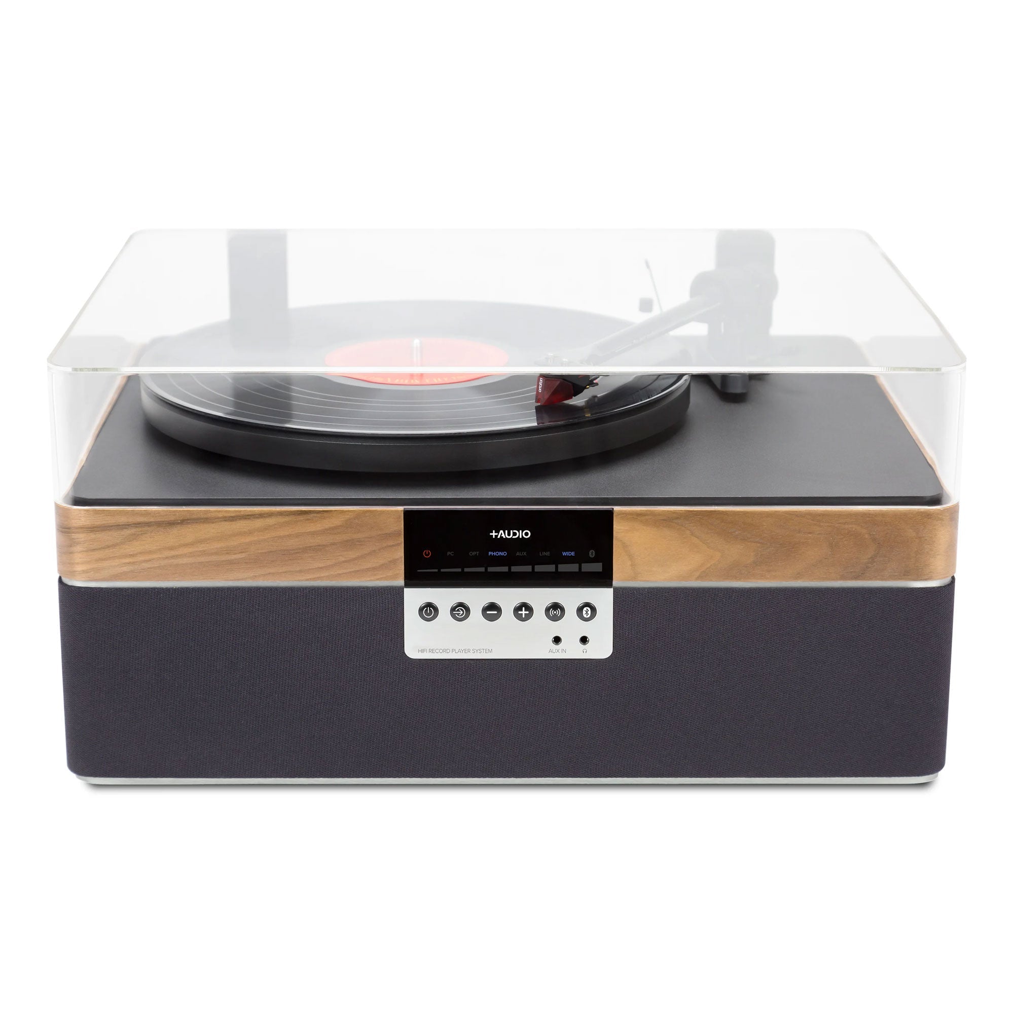 Plus Audio: The +Record Player Turntable + Integrated Audio System w/ Bluetooth - Carbon / 2M Red Upgrade