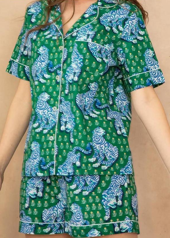 Animal Print Women's Home Short Sleeve Shorts Set