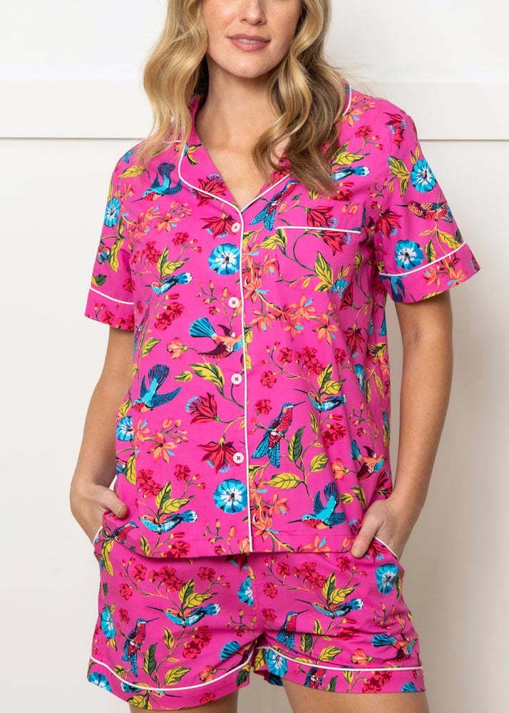 Animal Print Women's Home Short Sleeve Shorts Set