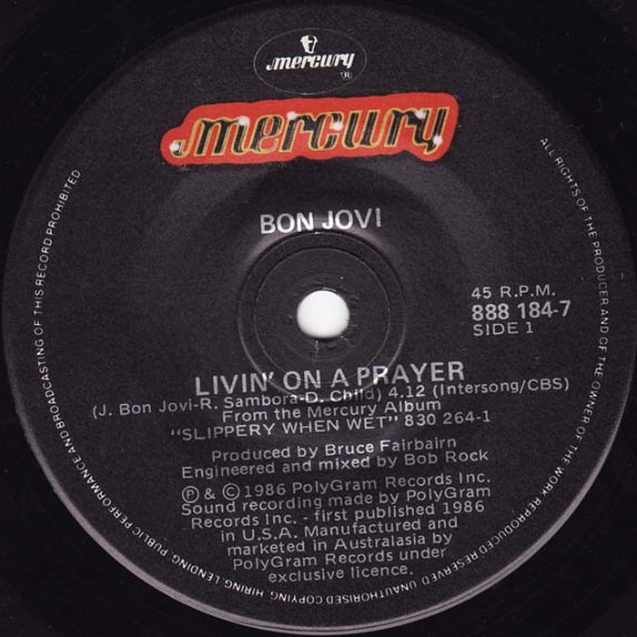 Bon Jovi – Livin' On A Prayer (VG+/Generic)