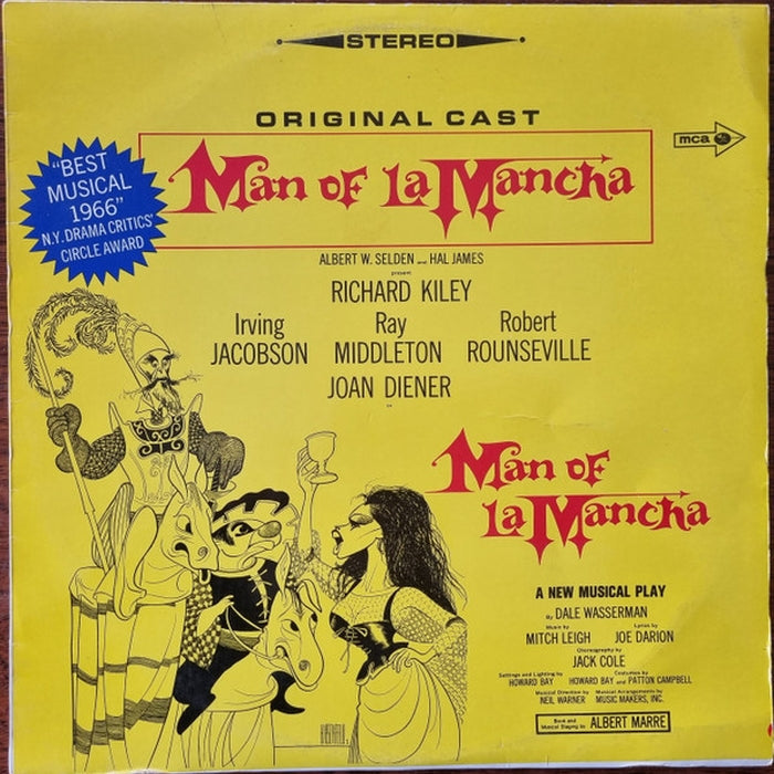 "Man Of La Mancha" Original Broadway Cast, Richard Kiley, Joan Diener, Irving Jacobson, Robert Rounseville, Ray Middleton – Man Of La Mancha (VG+/VG+)