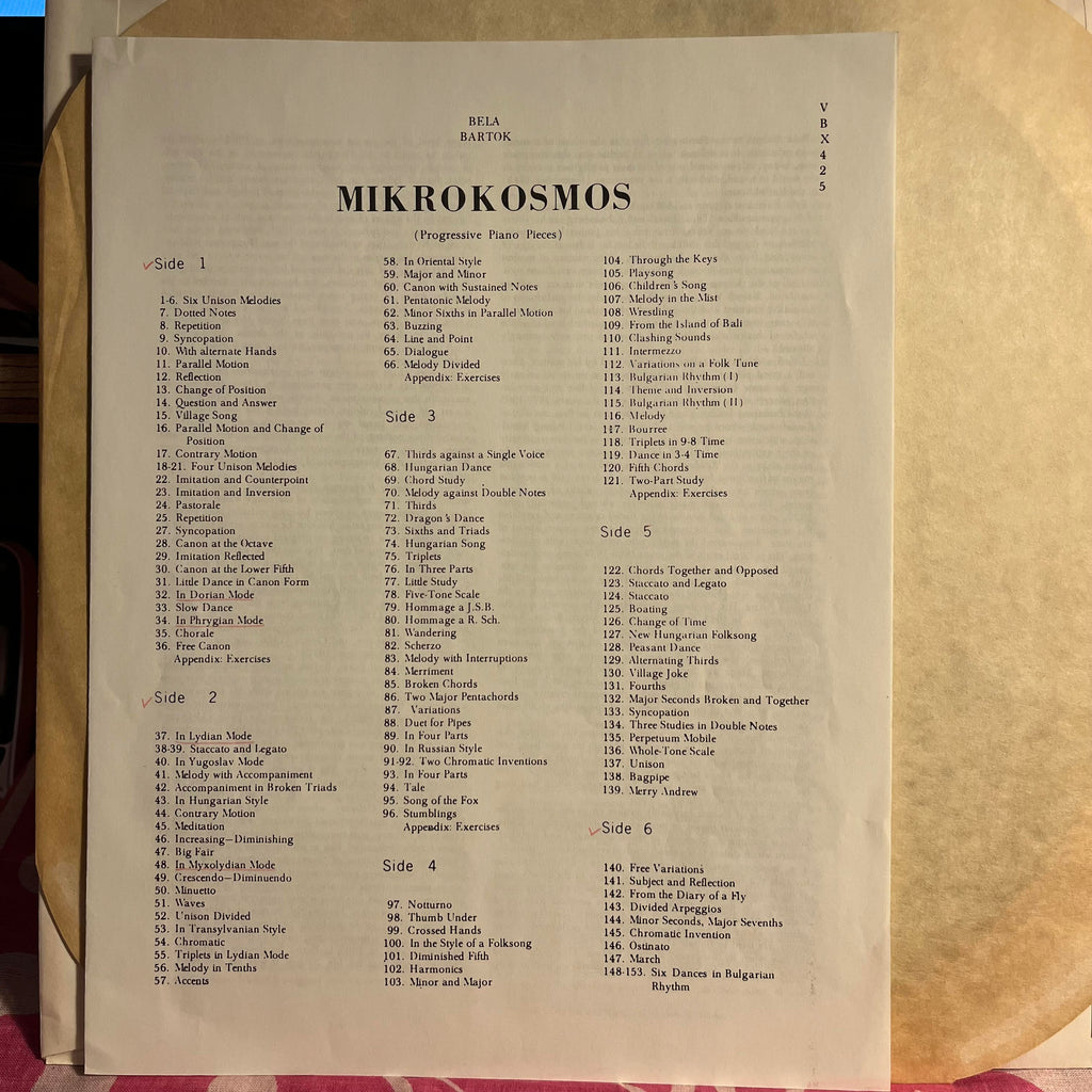 Piano Music, Volume I (Mikrokosmos) *3XLP BOX* | Excellent (EX) Very Good Plus (VG+)