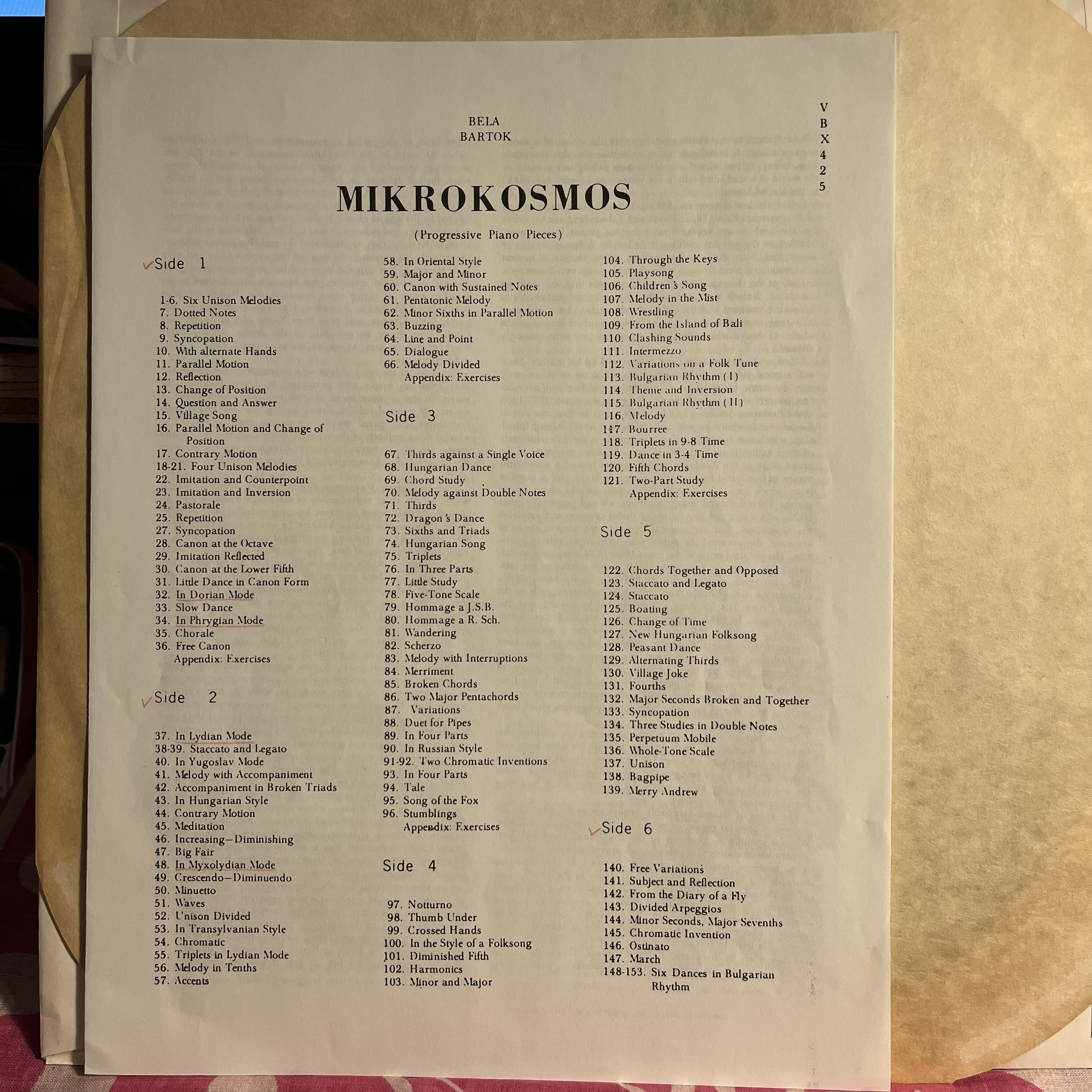 Piano Music, Volume I (Mikrokosmos) *3XLP BOX* | Excellent (EX) Very Good Plus (VG+)