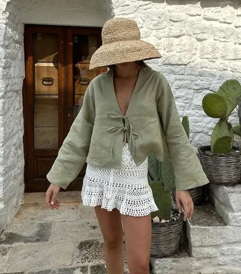 Bell Sleeve Tie Top