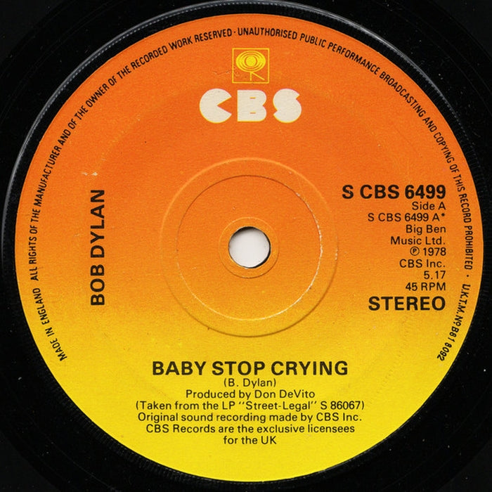 Bob Dylan – Baby Stop Crying (VG+/Generic)
