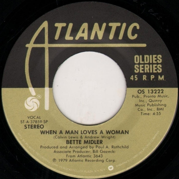 Bette Midler – When A Man Loves A Woman / The Rose (VG+/Generic)