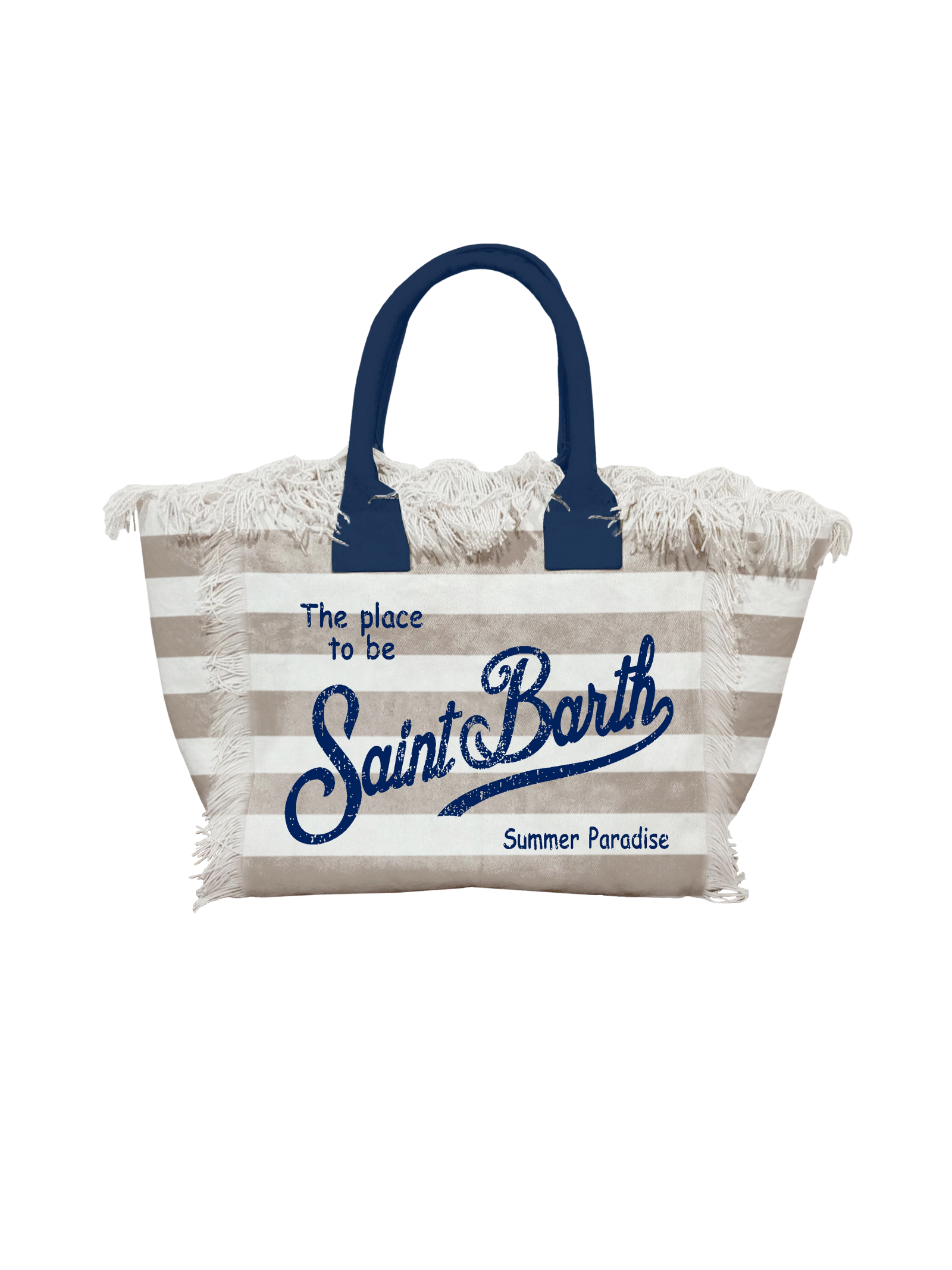 Borsa "vanity" Saint Barth a righe beige