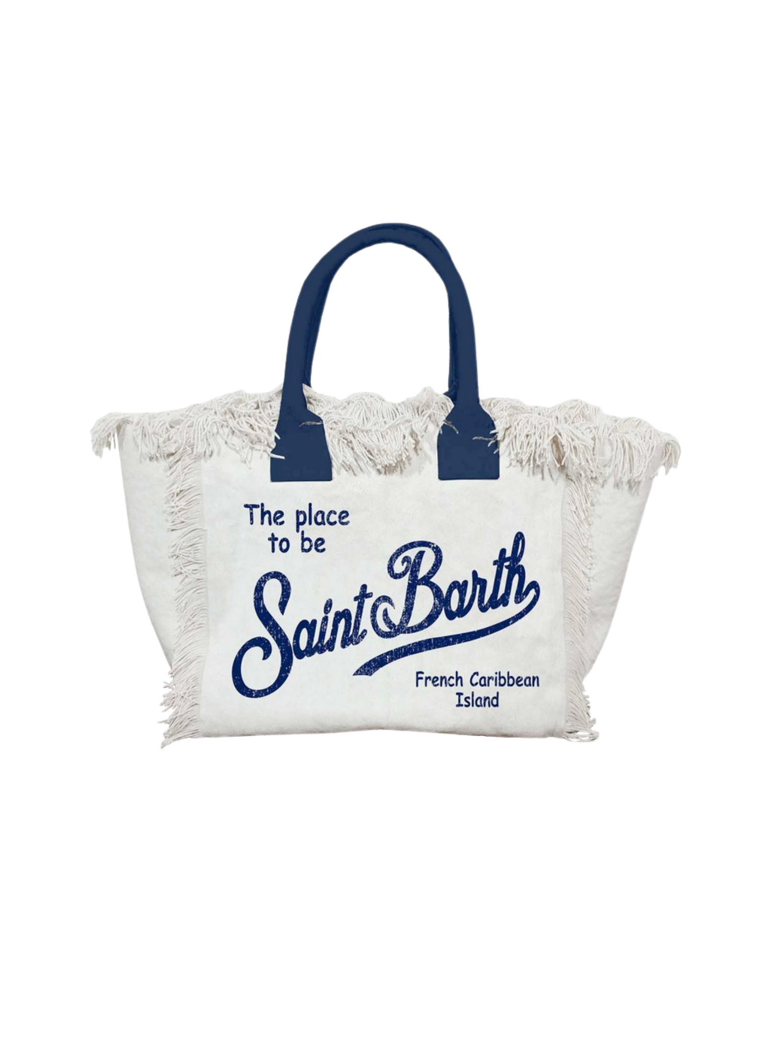 Borsa "vanity" Saint Barth bianca con dettagli blu