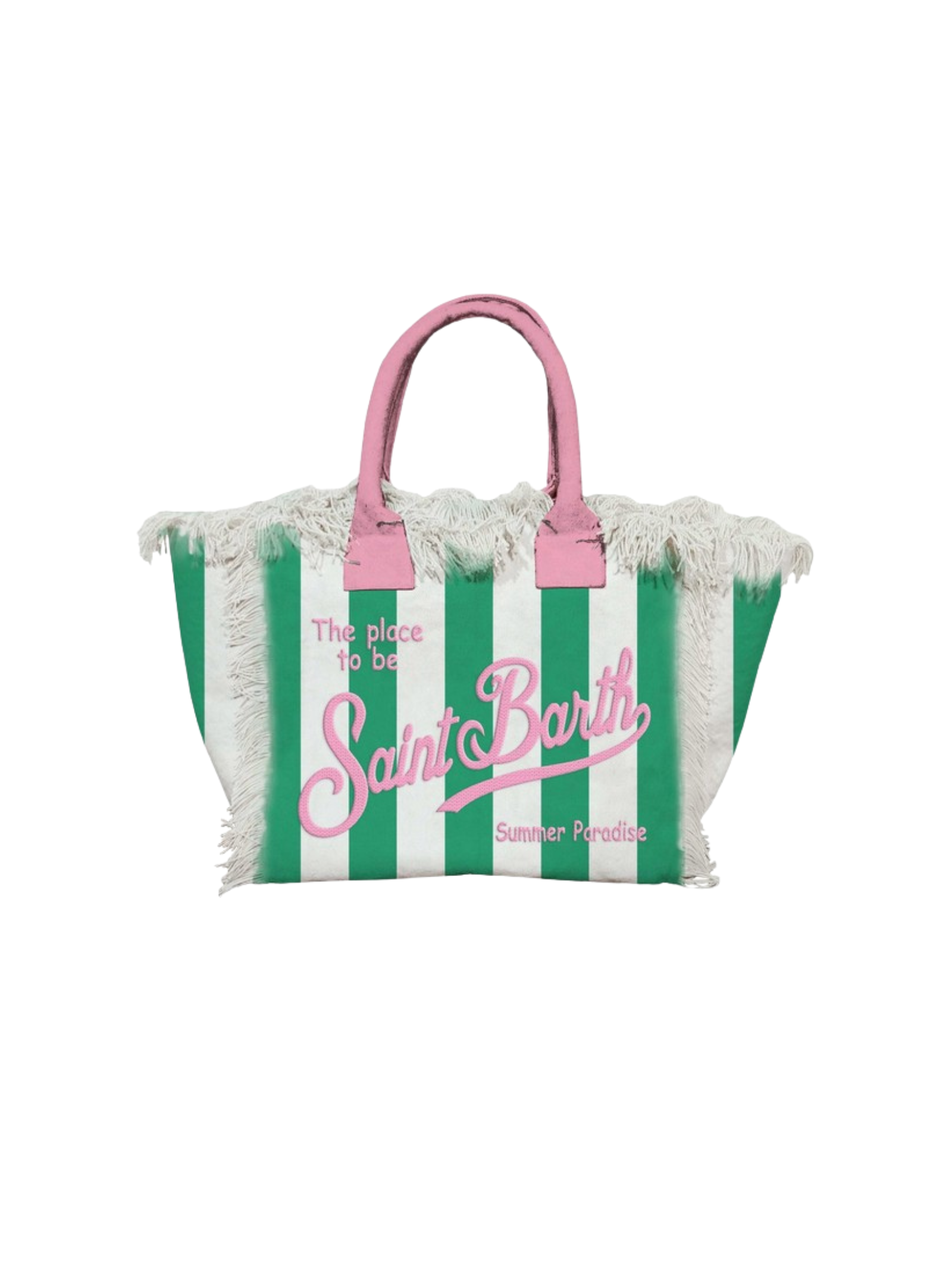 Borsa MC2 St.Barth "Colette" a righe verde con frange