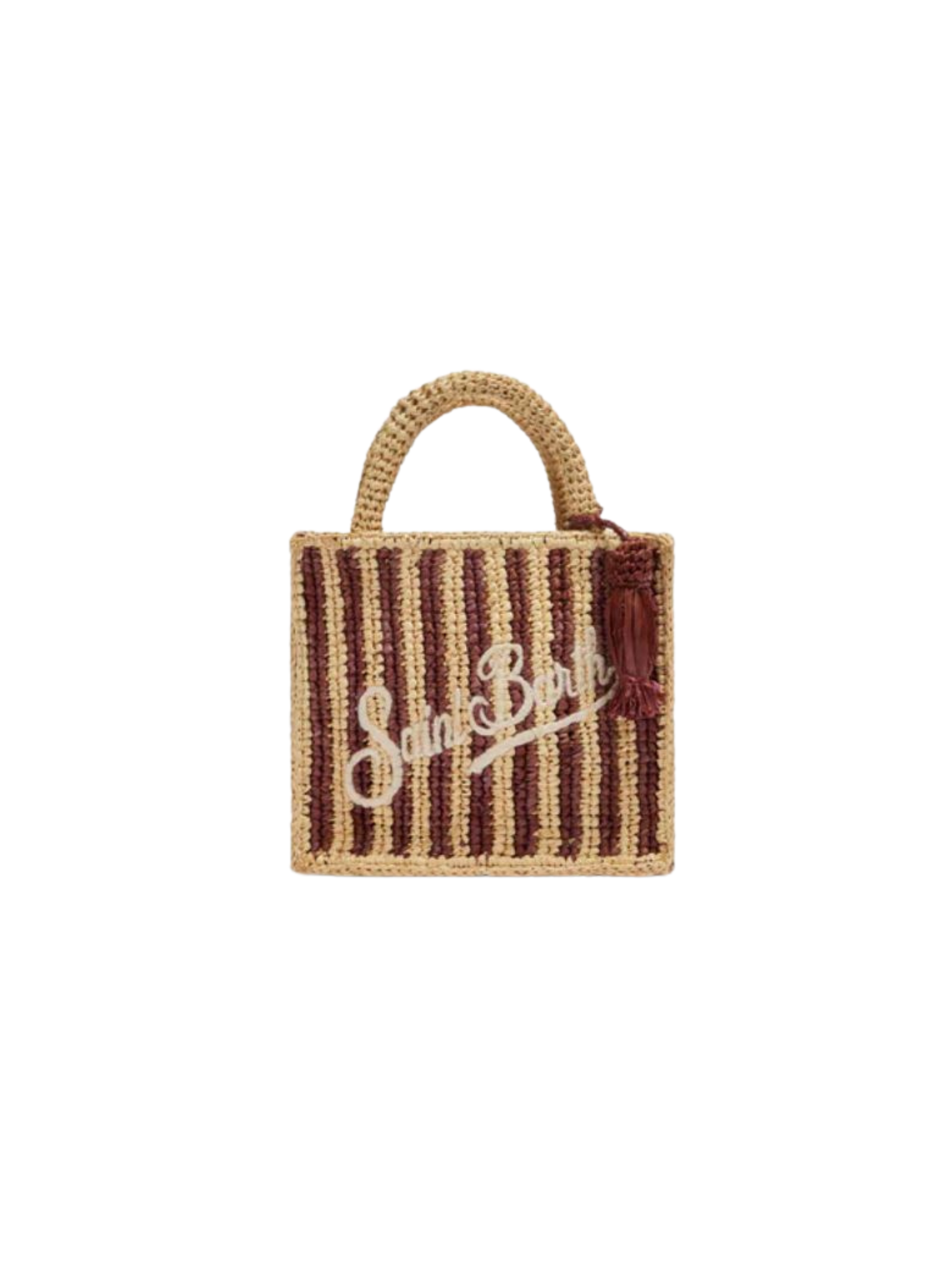 Borsa "vanity mini" Saint barth a righe marroni in rafia