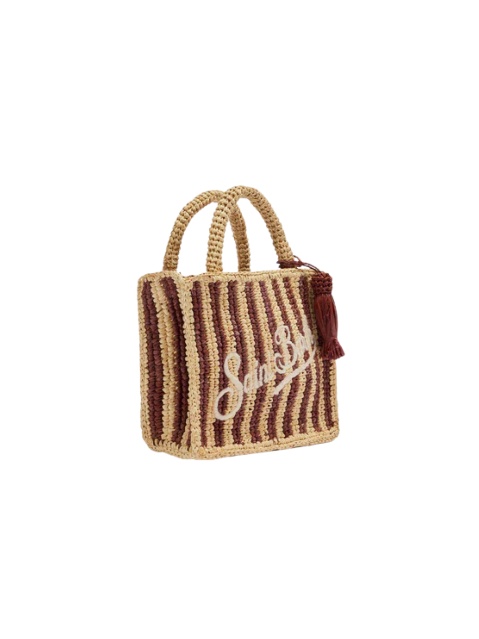 Borsa "vanity mini" Saint barth a righe marroni in rafia