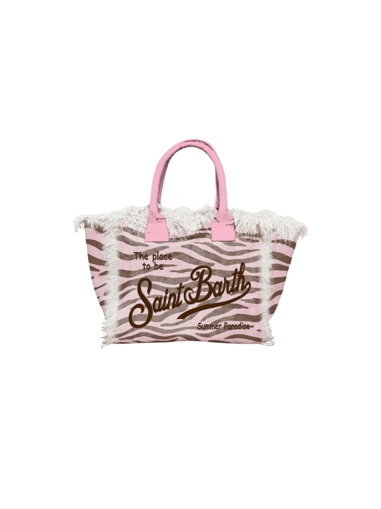 Borsa "vanity" Saint Barth rosa zebrata con dettagli marroni