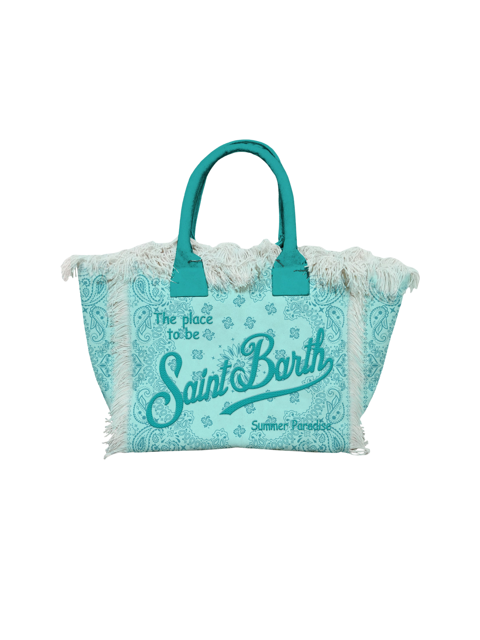 Borsa "vanity" Saint Barth turchese con stampa paisley