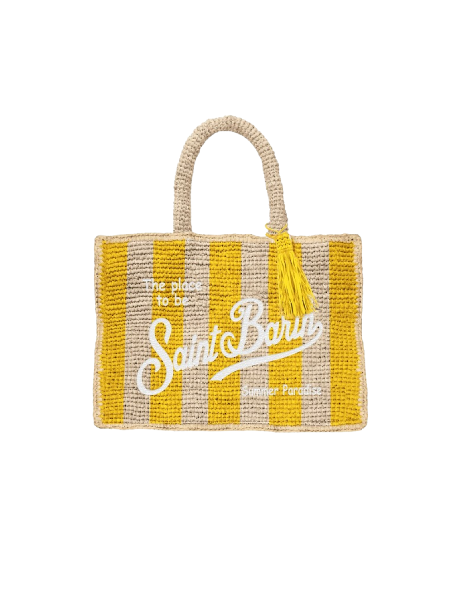 Borsa "colette" Saint Barth beige e gialla in rafia