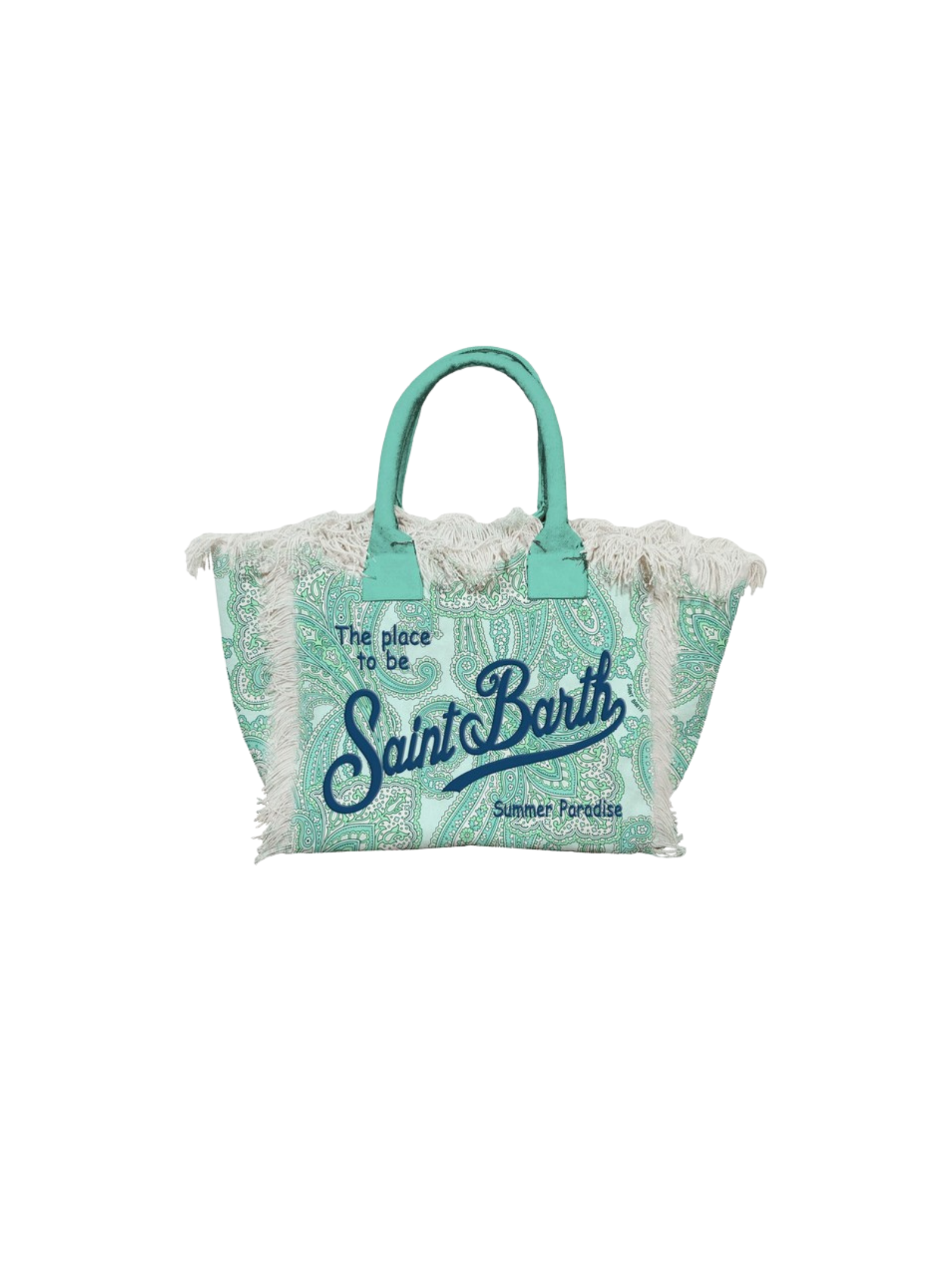 Borsa "vanity" Saint Barth verde acqua con dettagli a contrasto