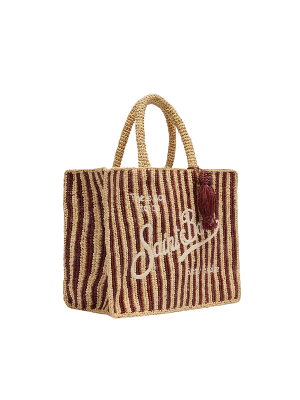 Borsa "colette" Saint barth a righe marroni in rafia