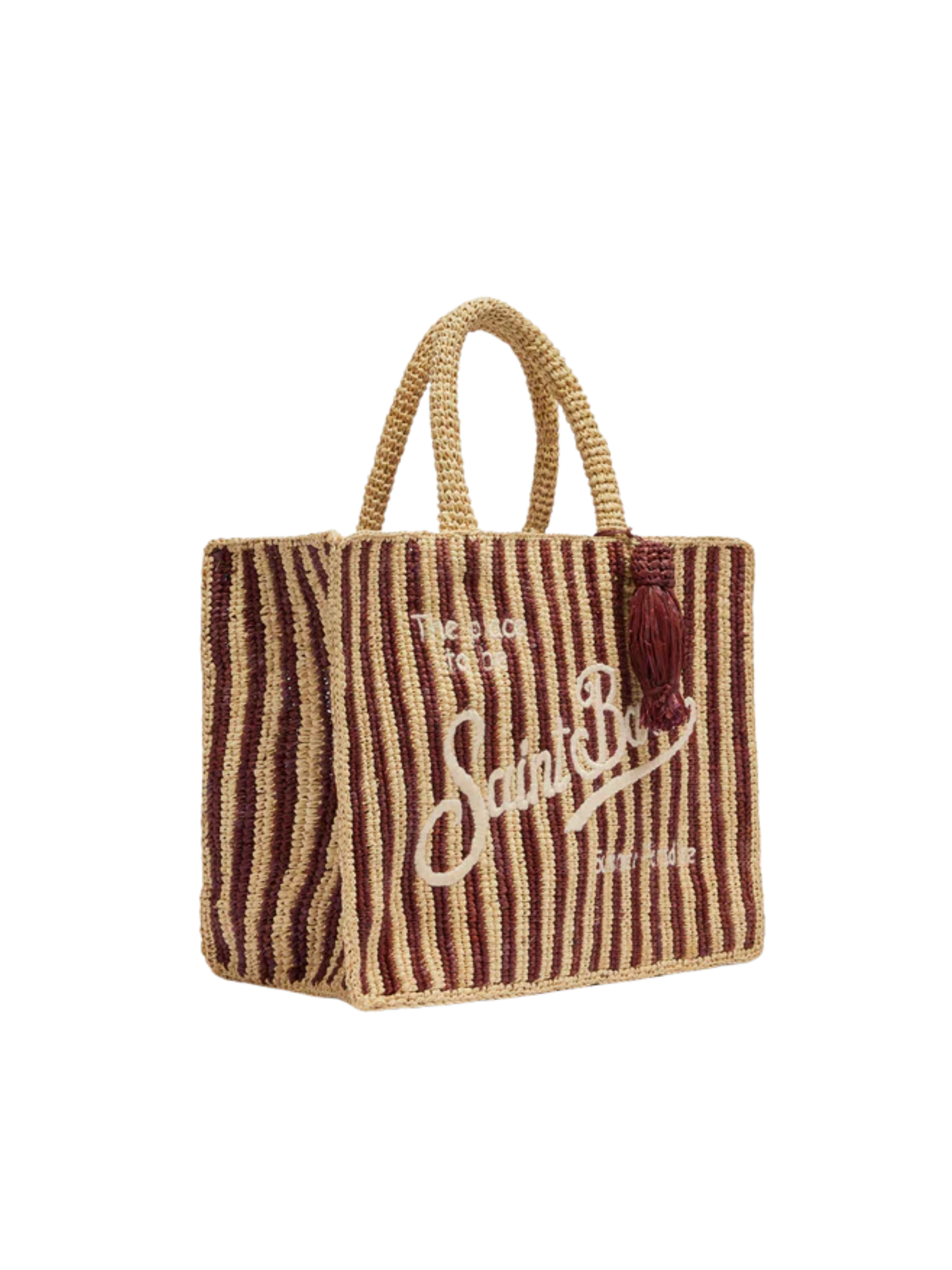 Borsa "colette" Saint barth a righe marroni in rafia
