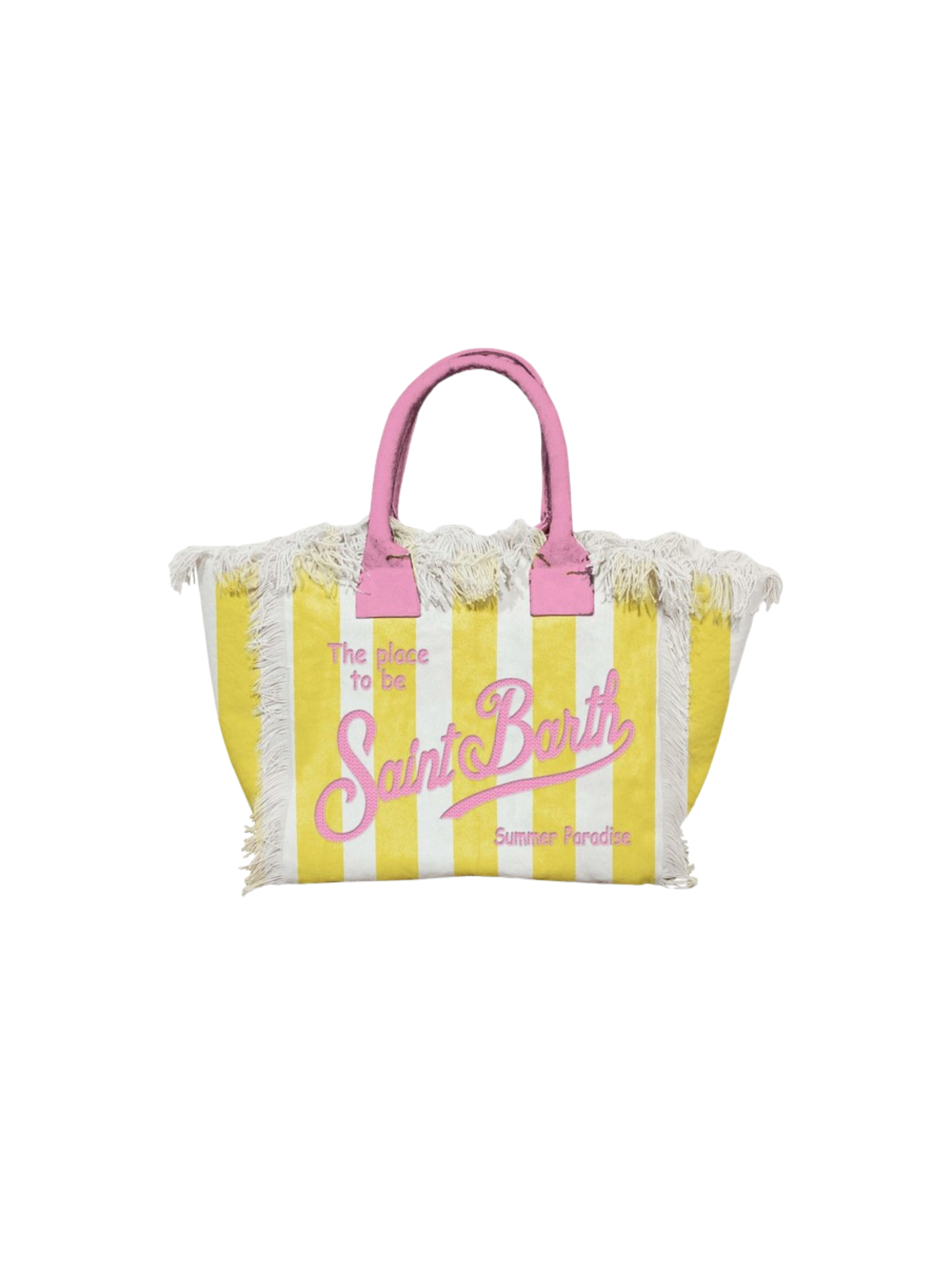 Borsa "vanity mini" Saint Barth a righe bianche e gialle