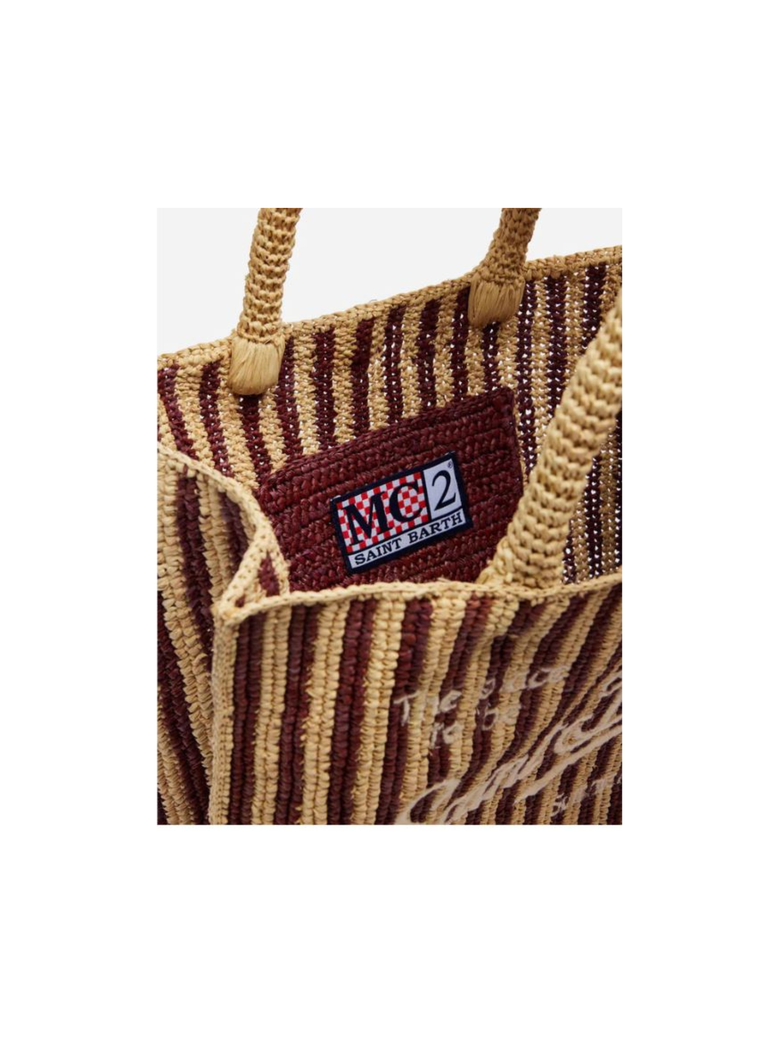 Borsa "colette" Saint barth a righe marroni in rafia