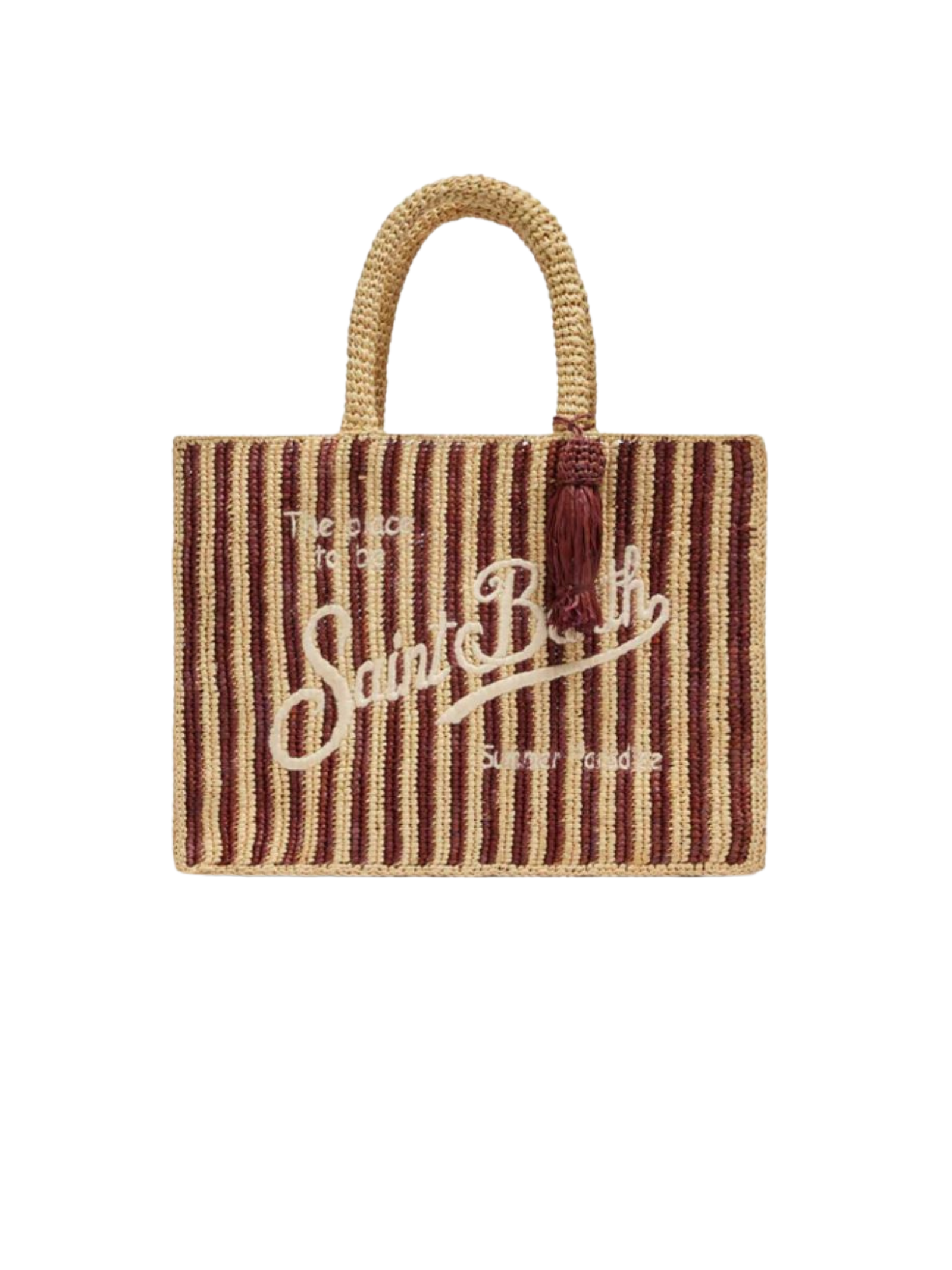 Borsa "colette" Saint barth a righe marroni in rafia
