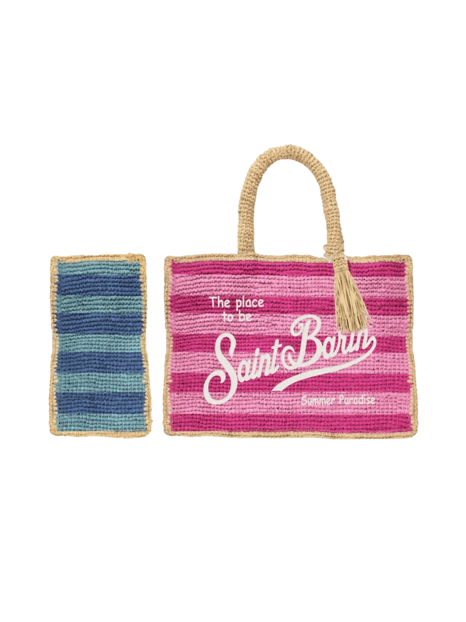 Borsa "colette" Saint Barth a righe rosa e viola in rafia