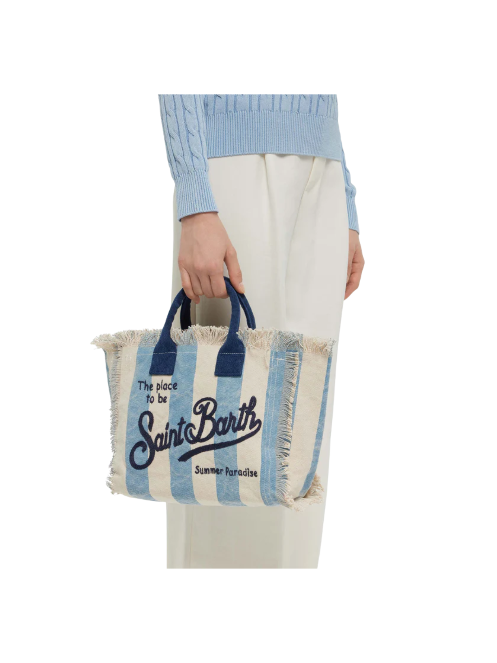 Borsa "colette" Saint Barth a righe azzurre