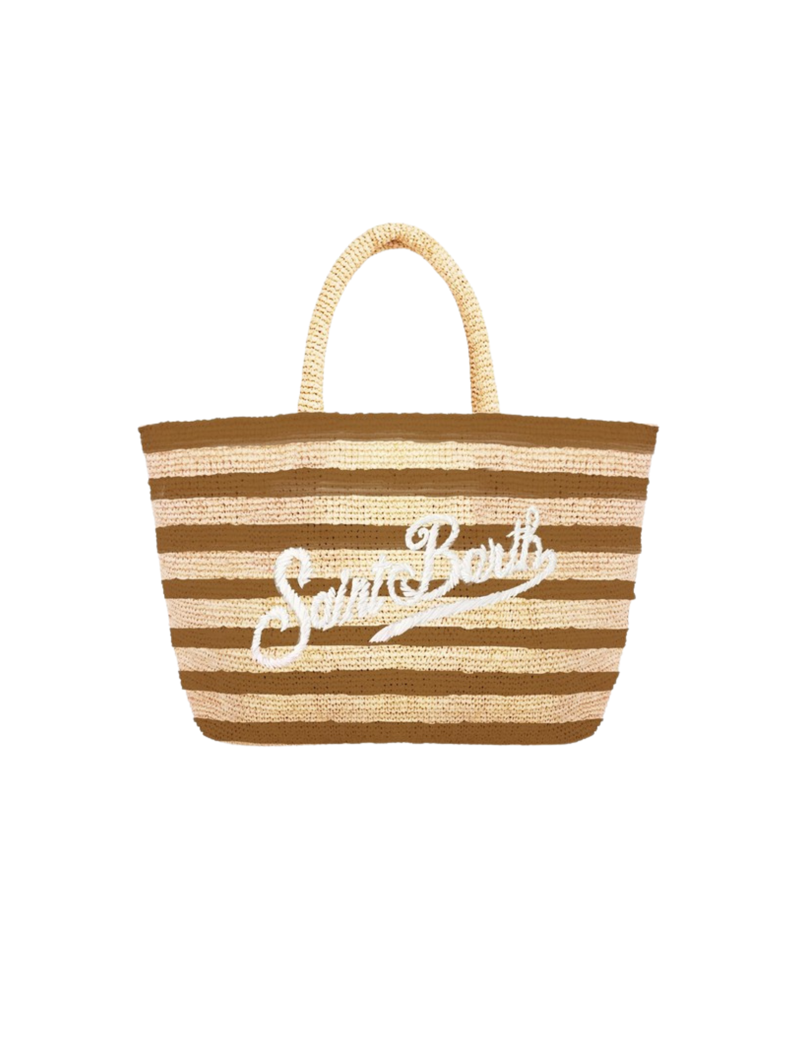 Borsa in rafia Saint Barth beige a righe marroni