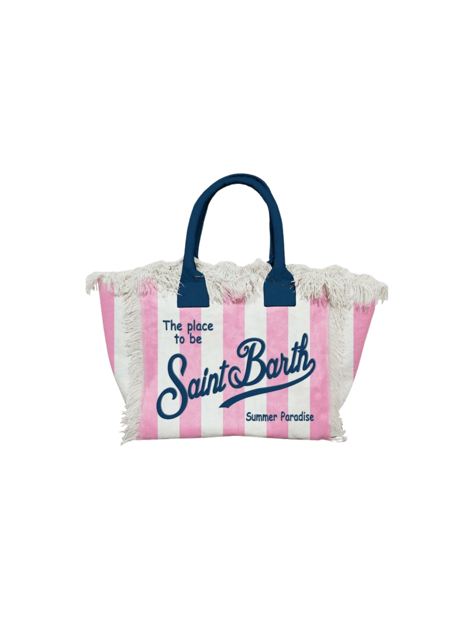 Borsa "vanity mini" Saint Barth a righe bianchee rosa