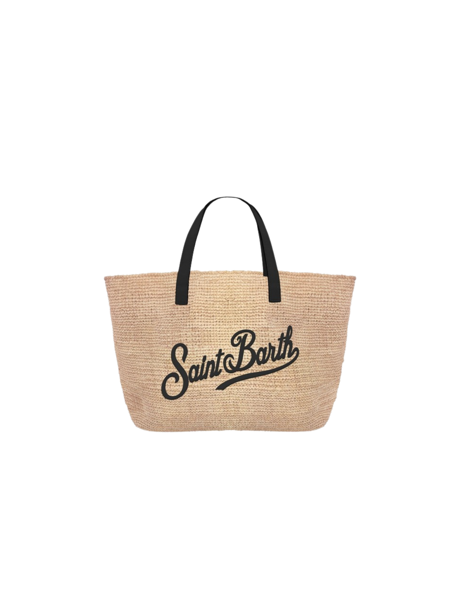 Borsa in rafia "city mini" Saint Barth beige con dettagli neri
