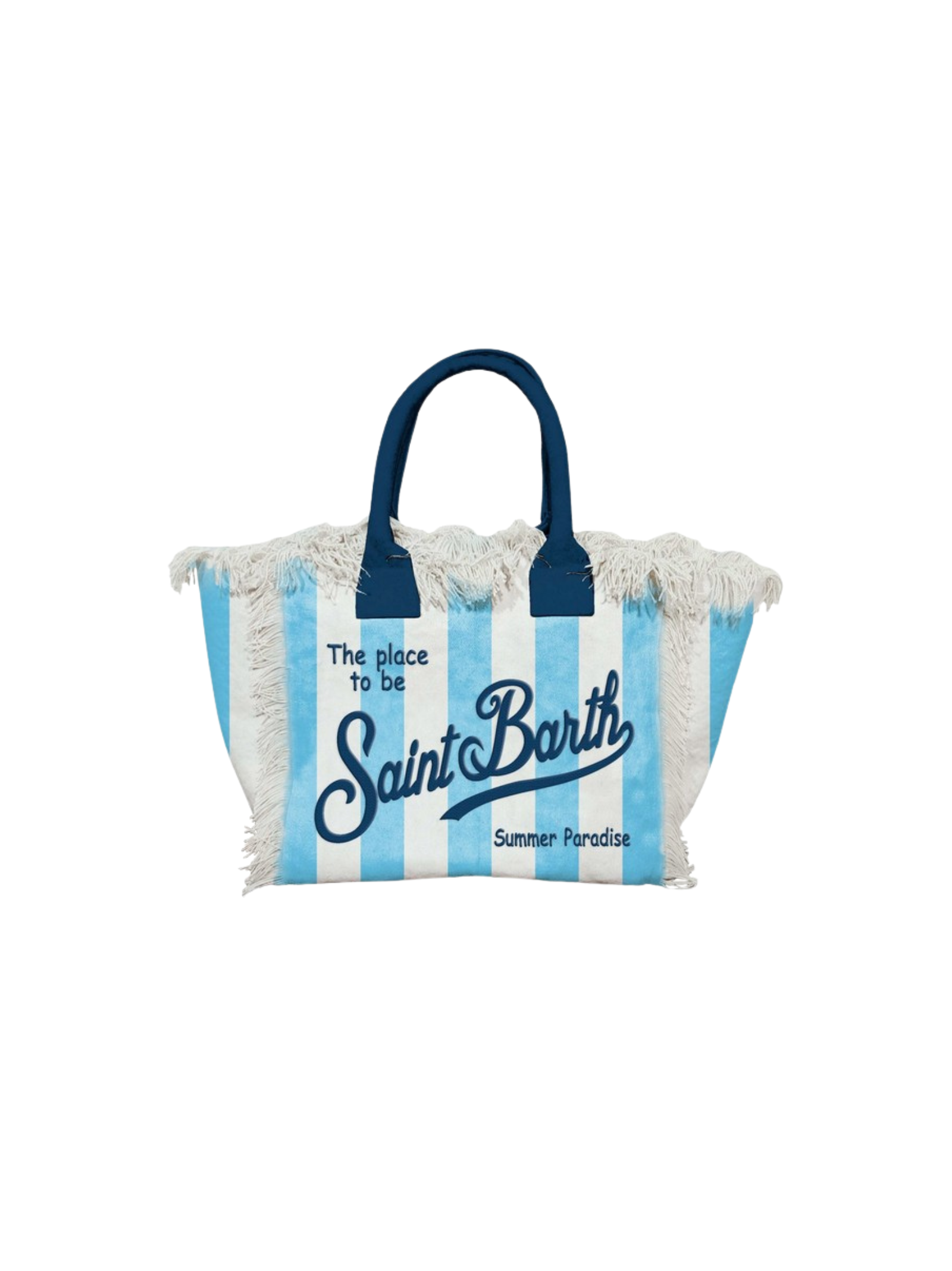 Borsa "vanity mini" Saint Barth a righe bianche e azzurre