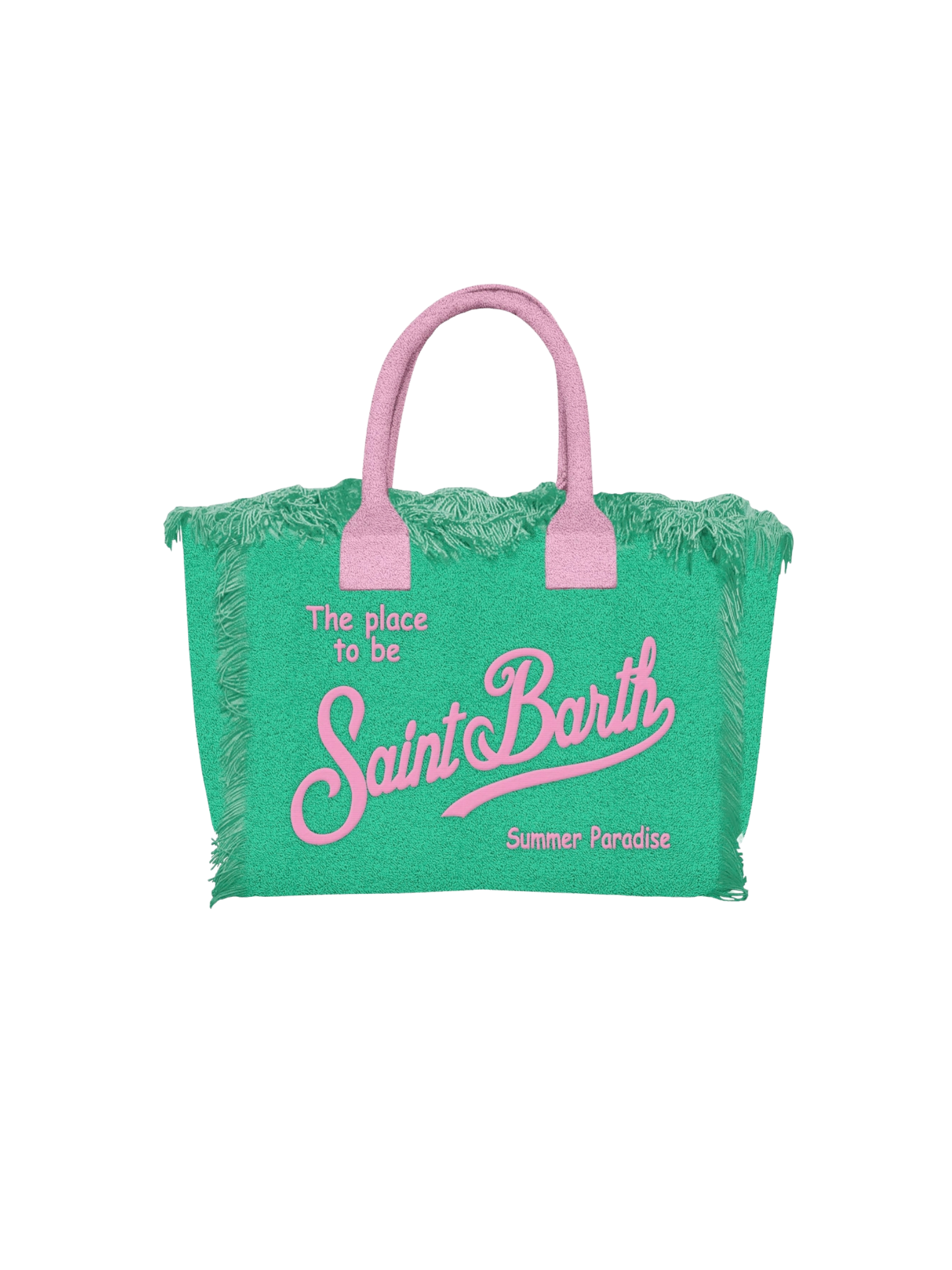 Borsa "colette" Saint Barth verde con dettagli rosa