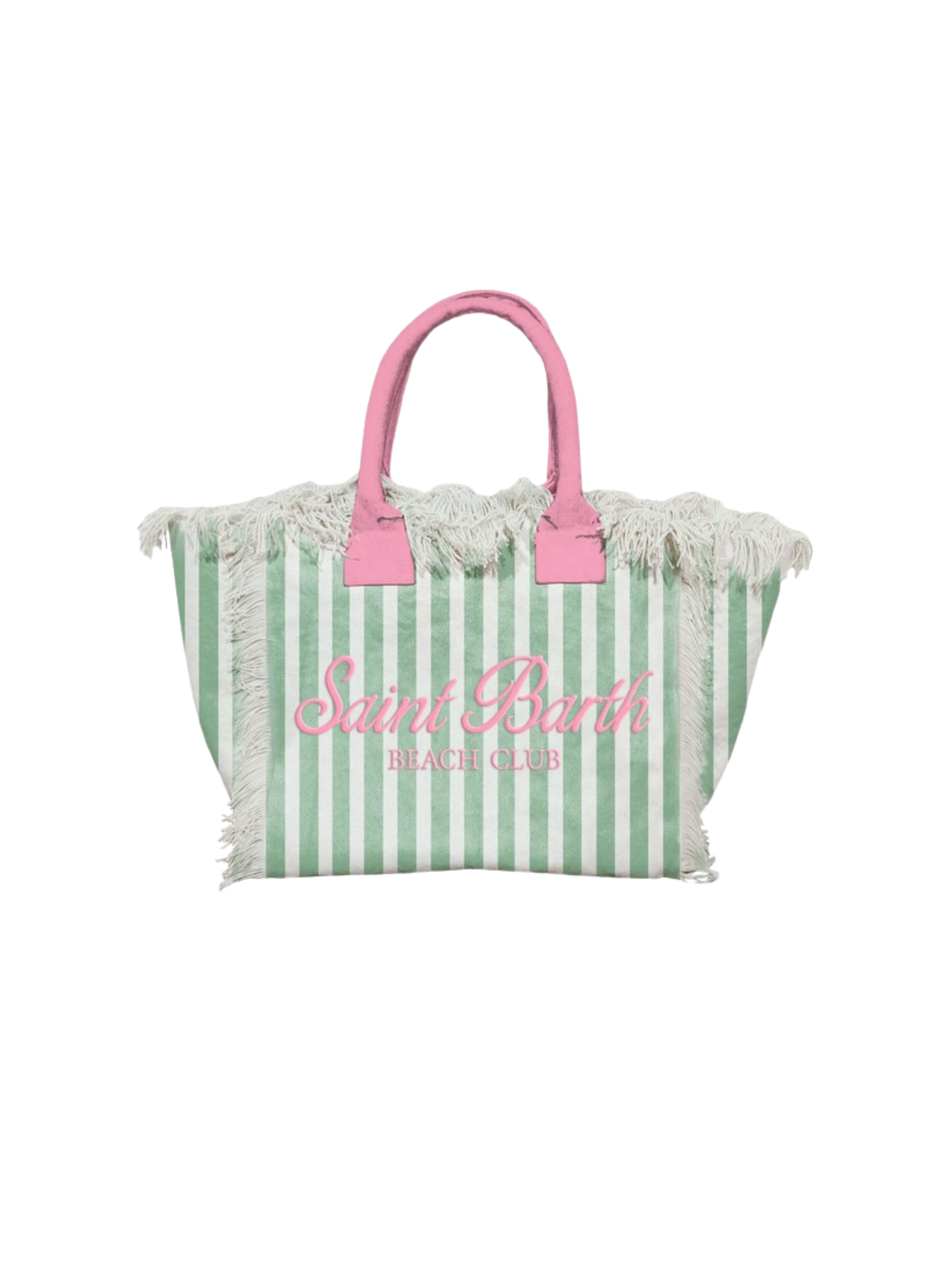 Borsa MC2 St.Barth "Colette" a righe verde chiaro con frange