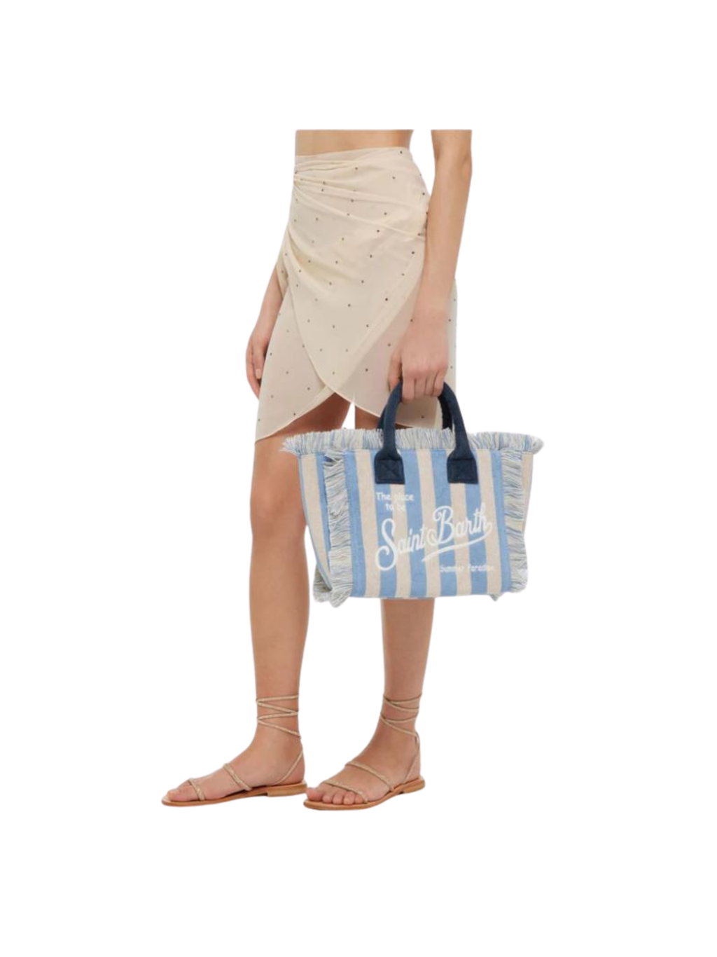 Borsa "colette" Saint Barth con stampa a righe azzurre